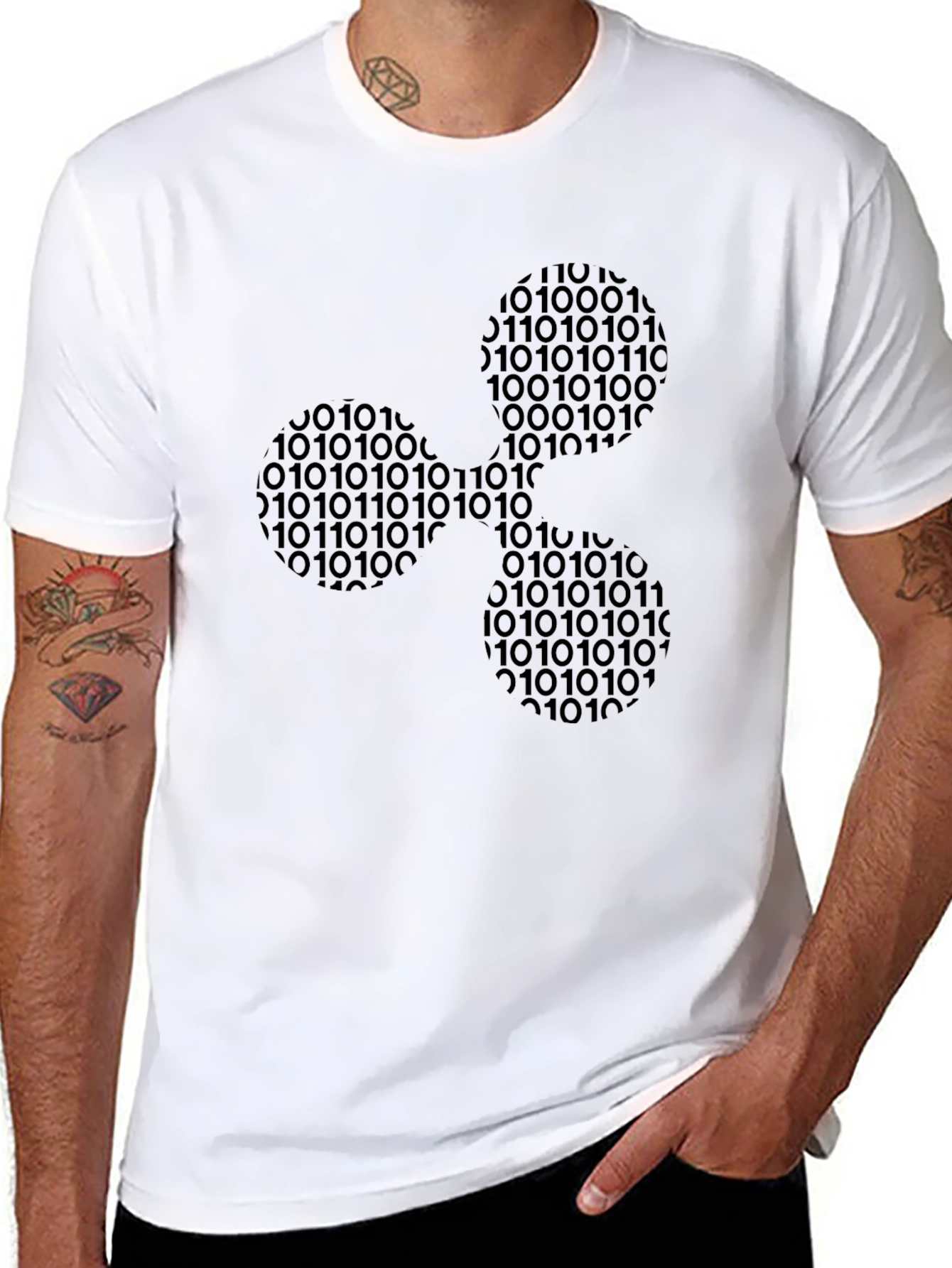 Binary Ripple Design Black T-Shirt