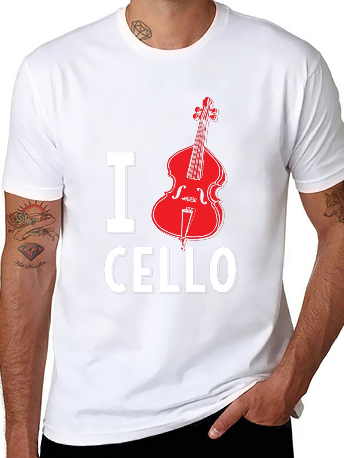 I Heart Cello Black T-Shirt Musical Instrument Graphic