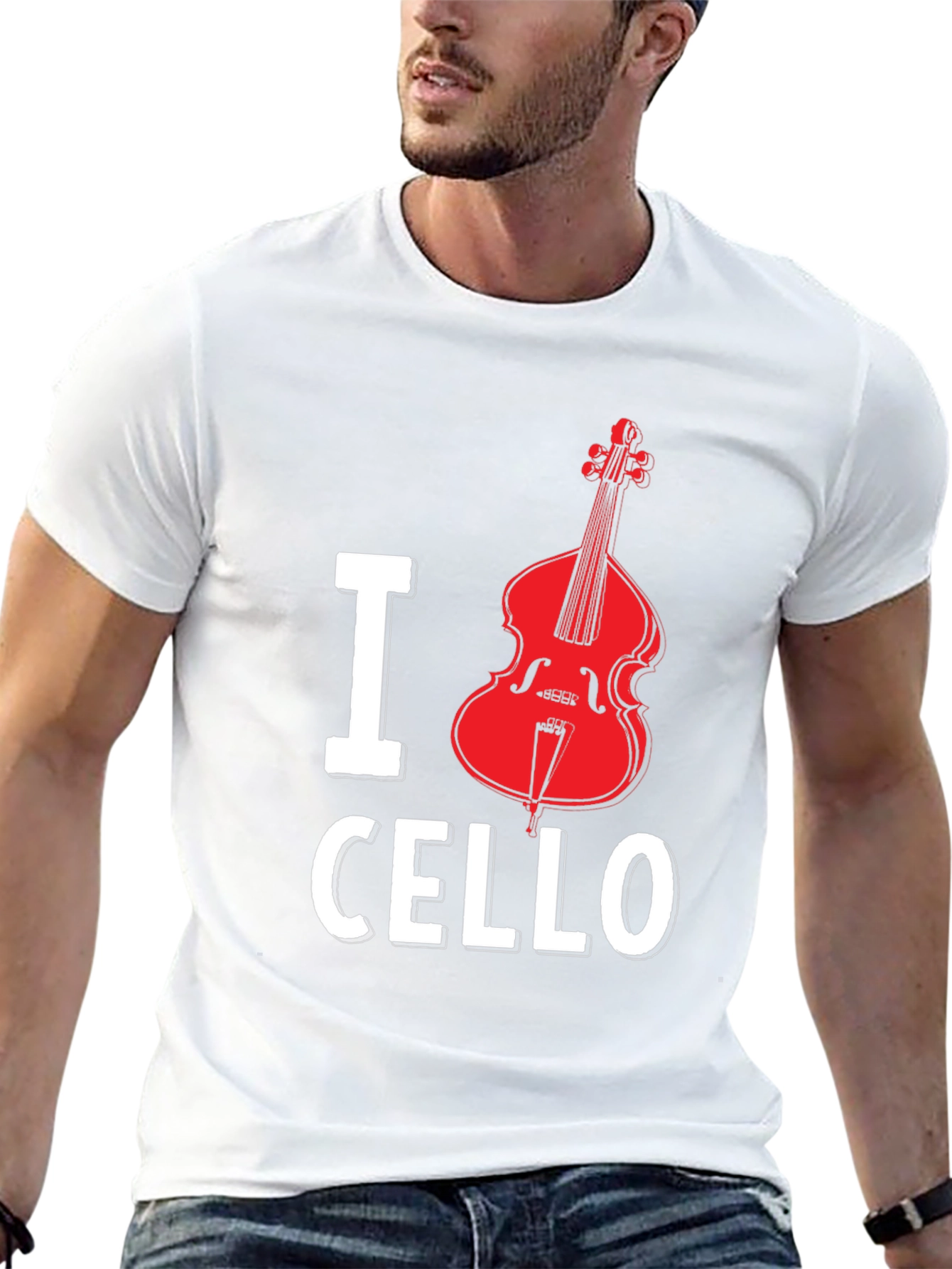I Heart Cello Black T-Shirt Musical Instrument Graphic