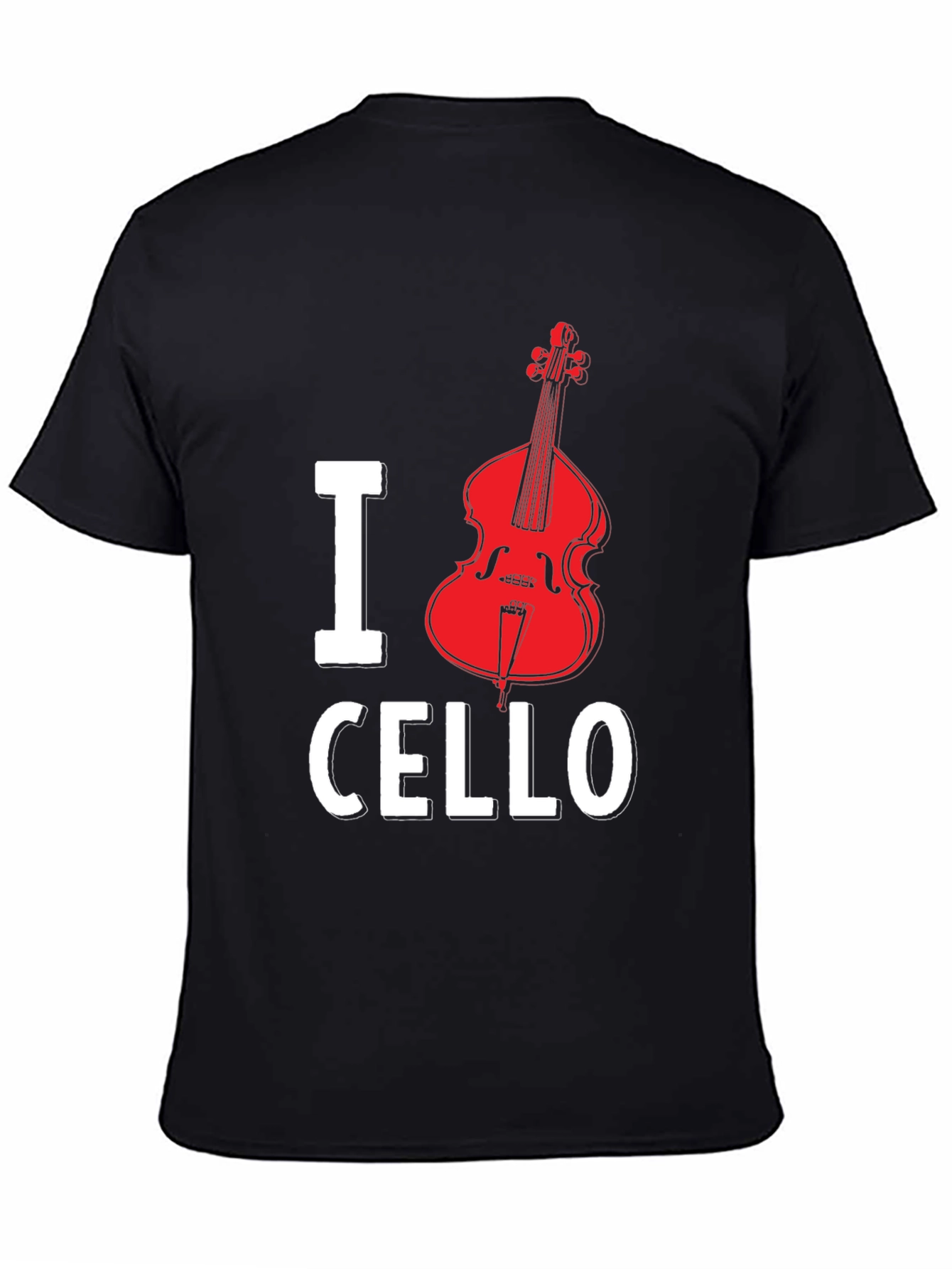 I Heart Cello Black T-Shirt Musical Instrument Graphic
