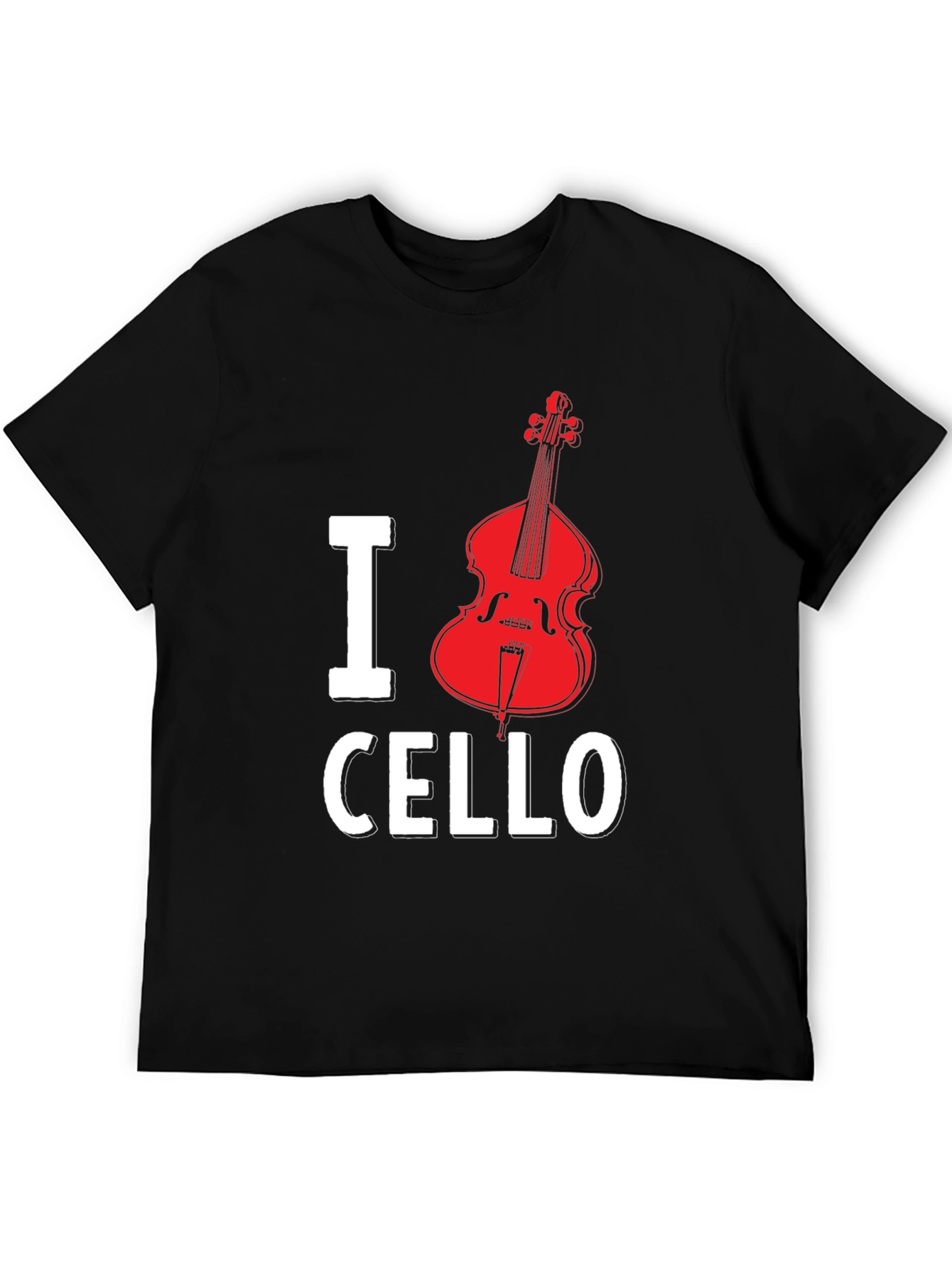 I Heart Cello Black T-Shirt Musical Instrument Graphic