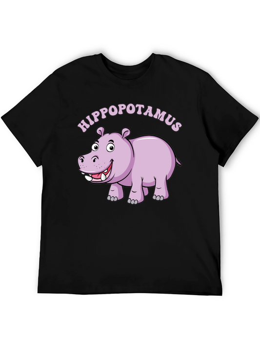 Hippo Graphic Tee - Mens Black Cotton T-Shirt