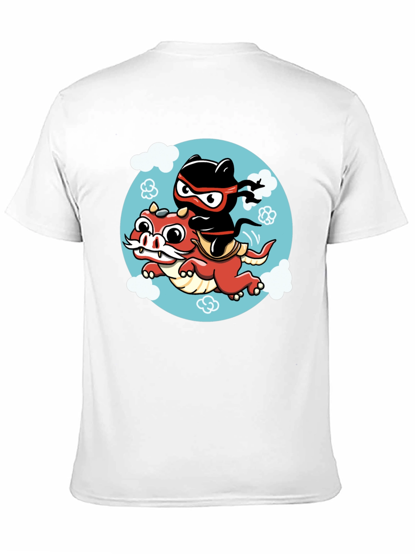 Ninja Cat Riding Dragon Graphic Tee