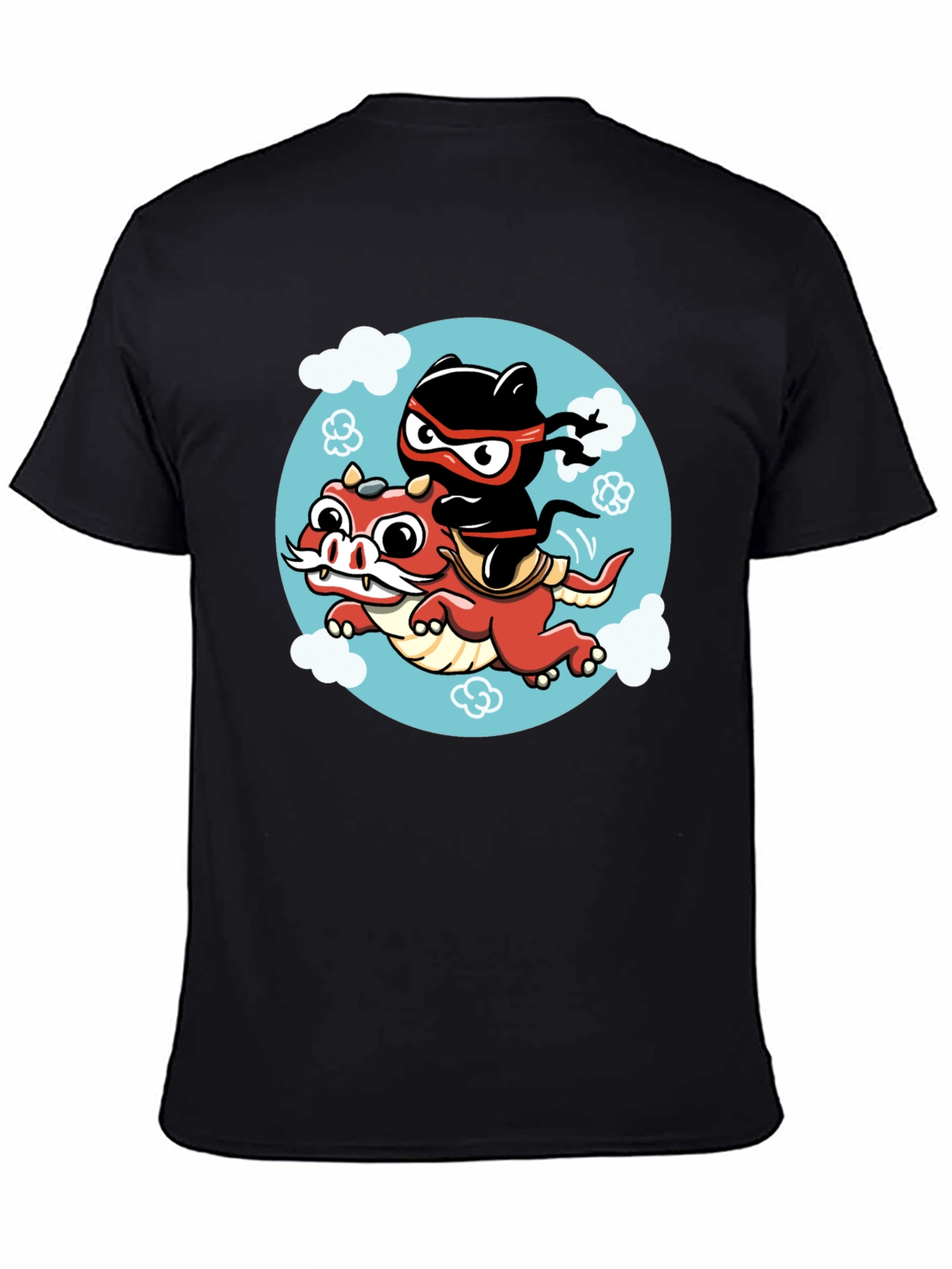Ninja Cat Riding Dragon Graphic Tee