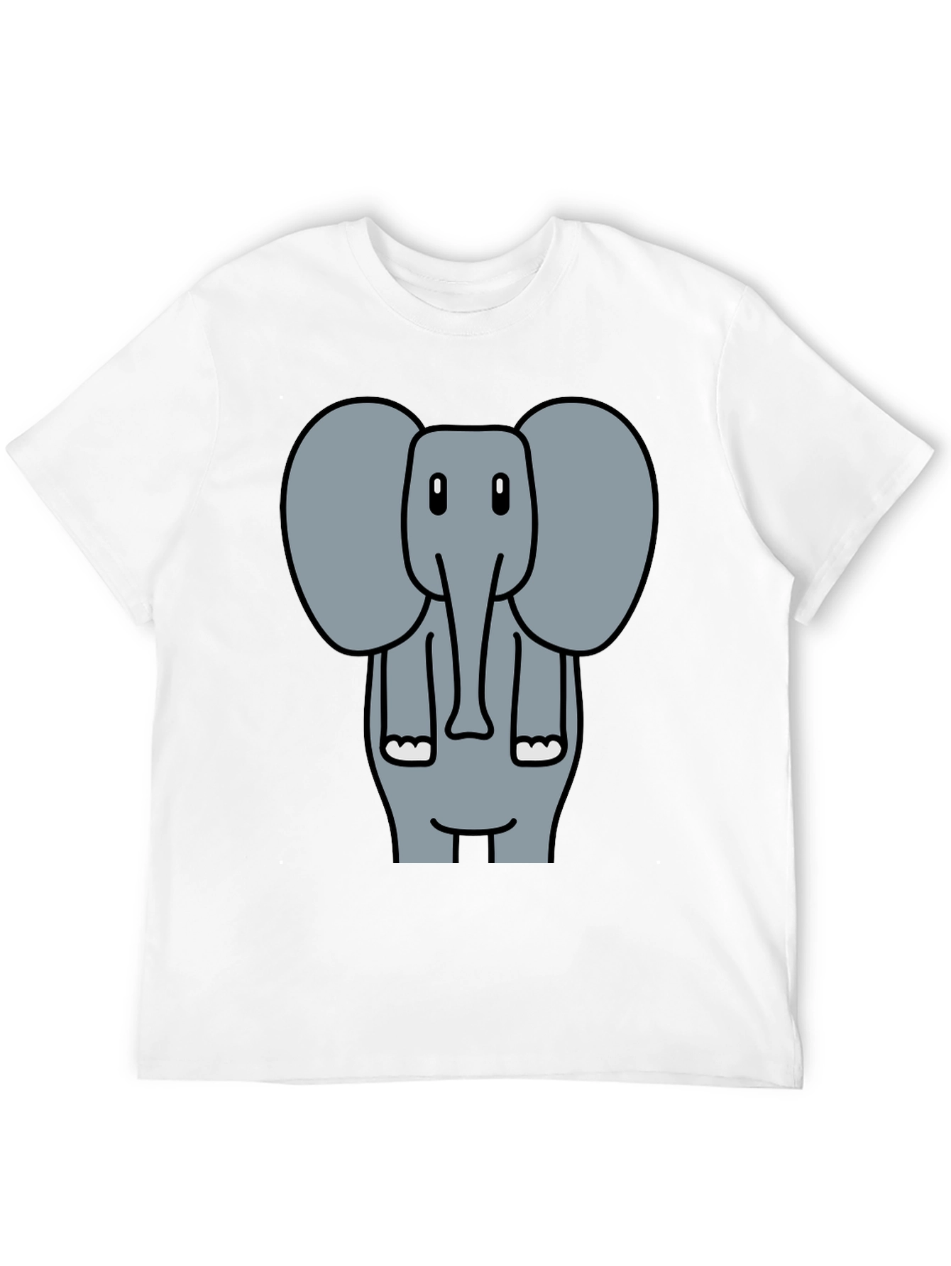 Elephant Cartoon Graphic Print Black T-Shirt