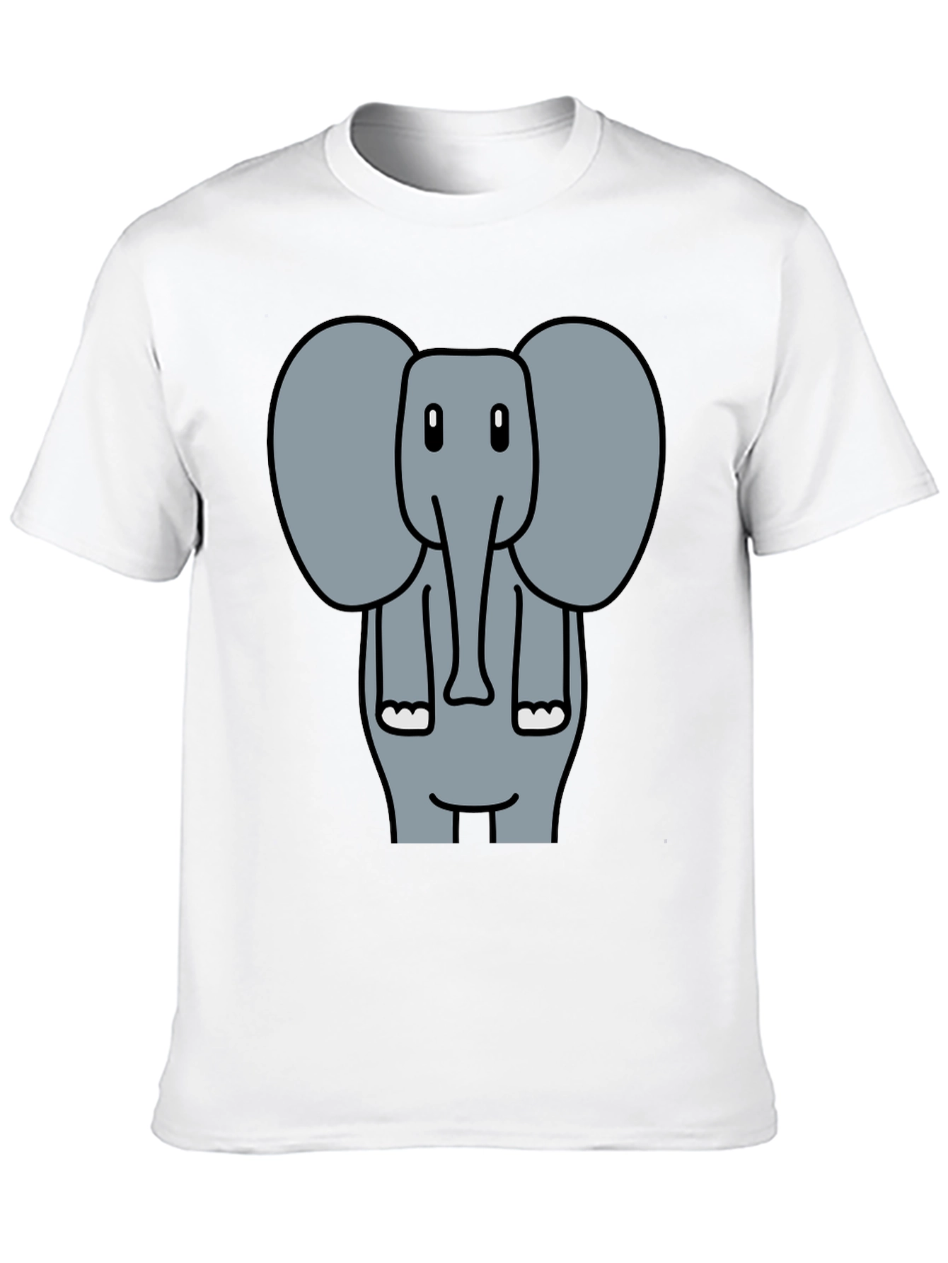 Elephant Cartoon Graphic Print Black T-Shirt