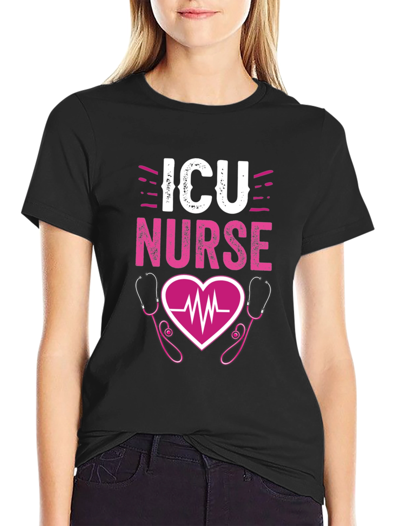 ICU Nurse Heartbeat Stethoscope Graphic Tee