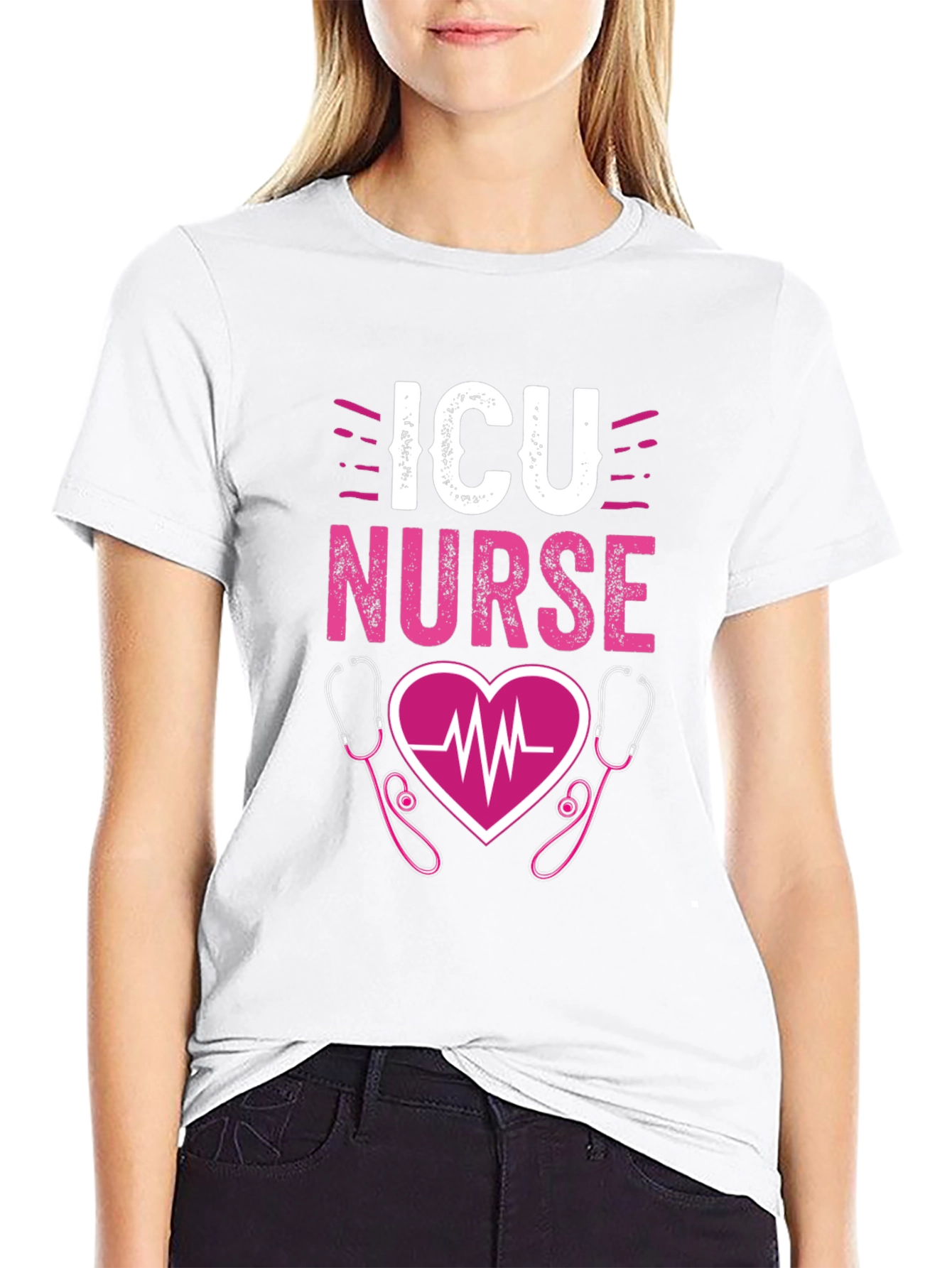 ICU Nurse Heartbeat Stethoscope Graphic Tee