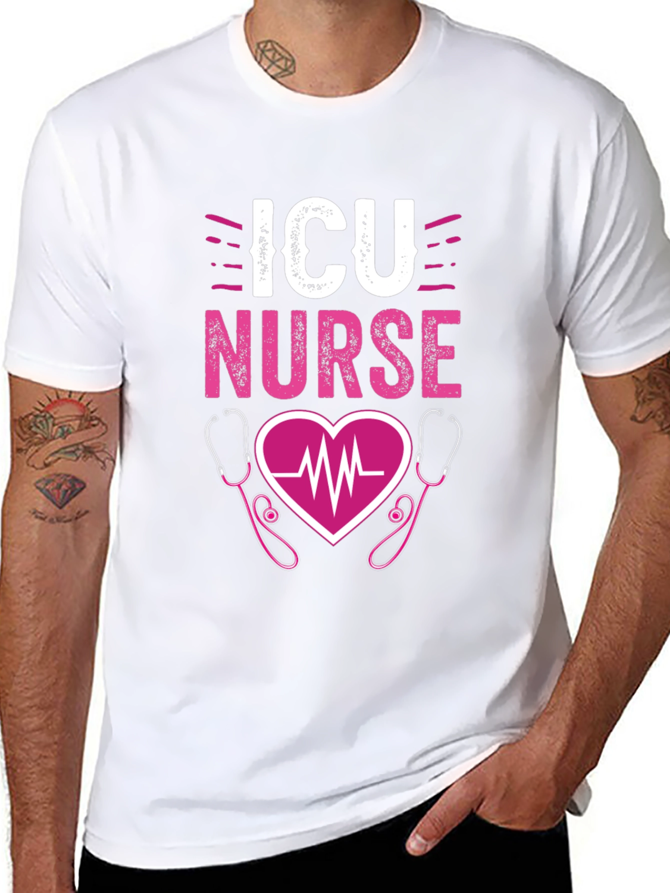 ICU Nurse Heartbeat Stethoscope Graphic Tee