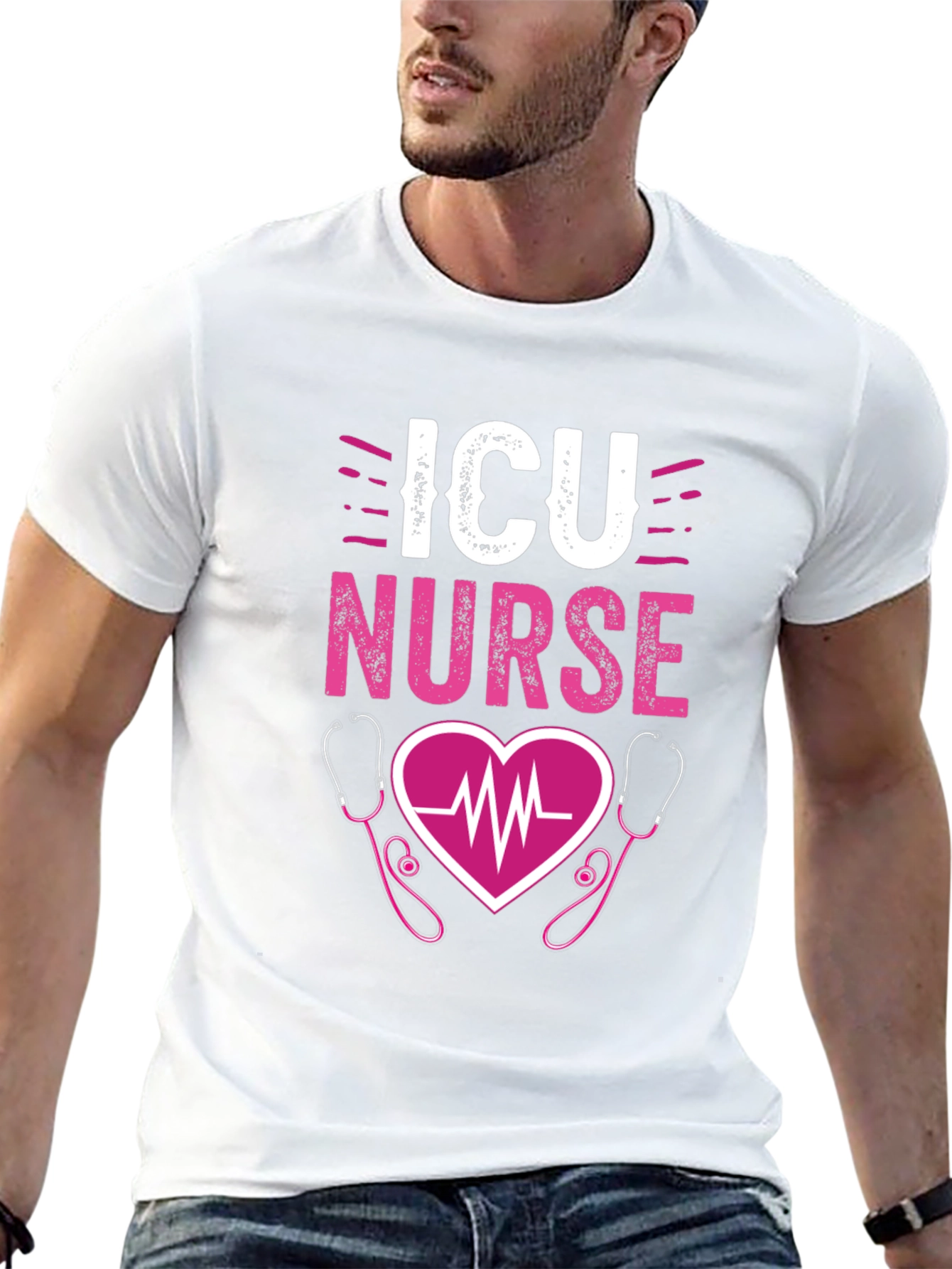 ICU Nurse Heartbeat Stethoscope Graphic Tee