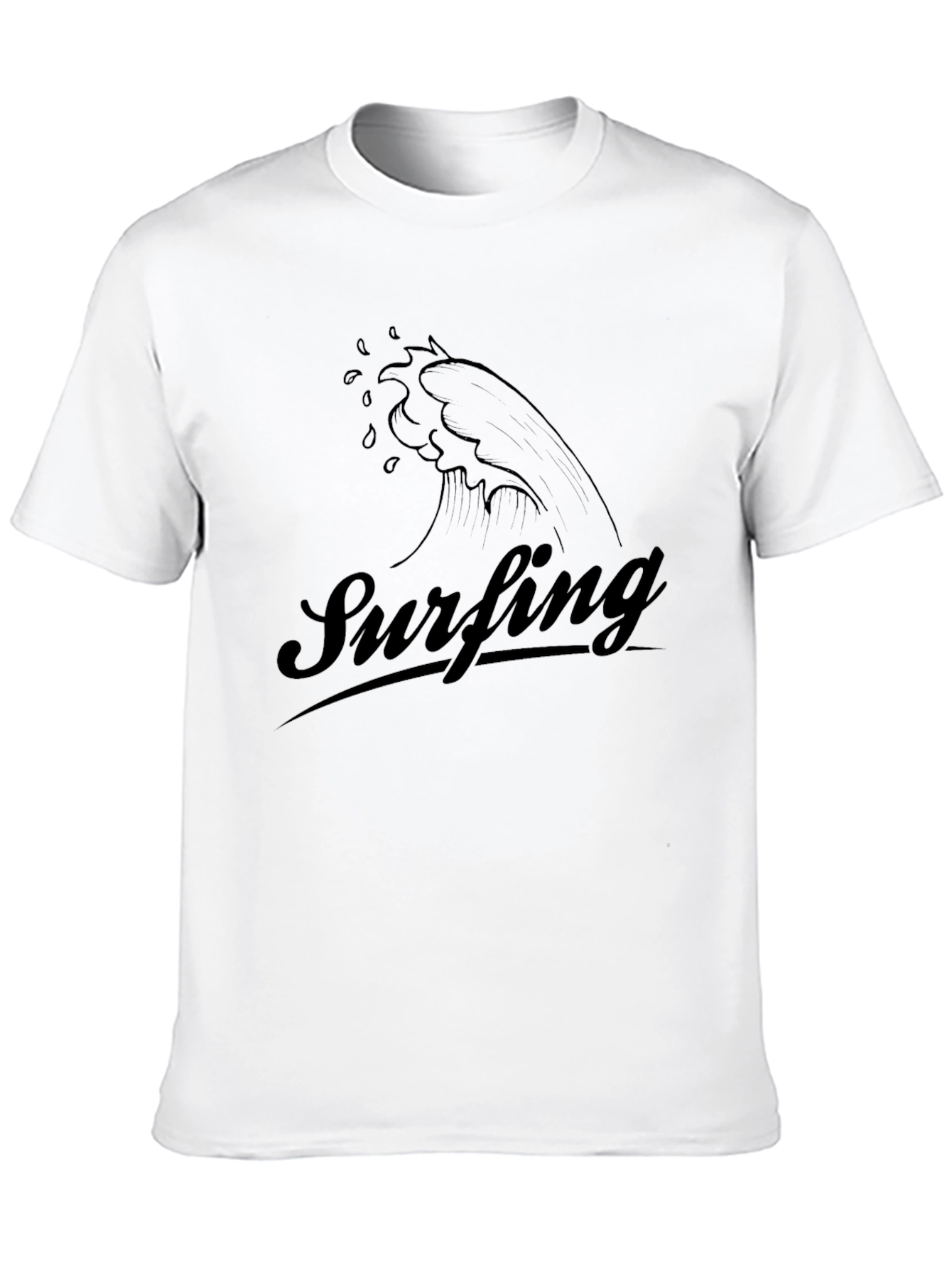 Surfing Wave Graphic Tee - Black