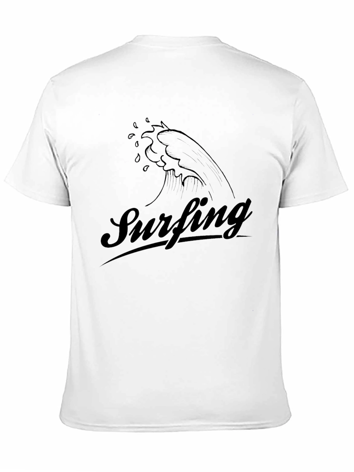 Surfing Wave Graphic Tee - Black