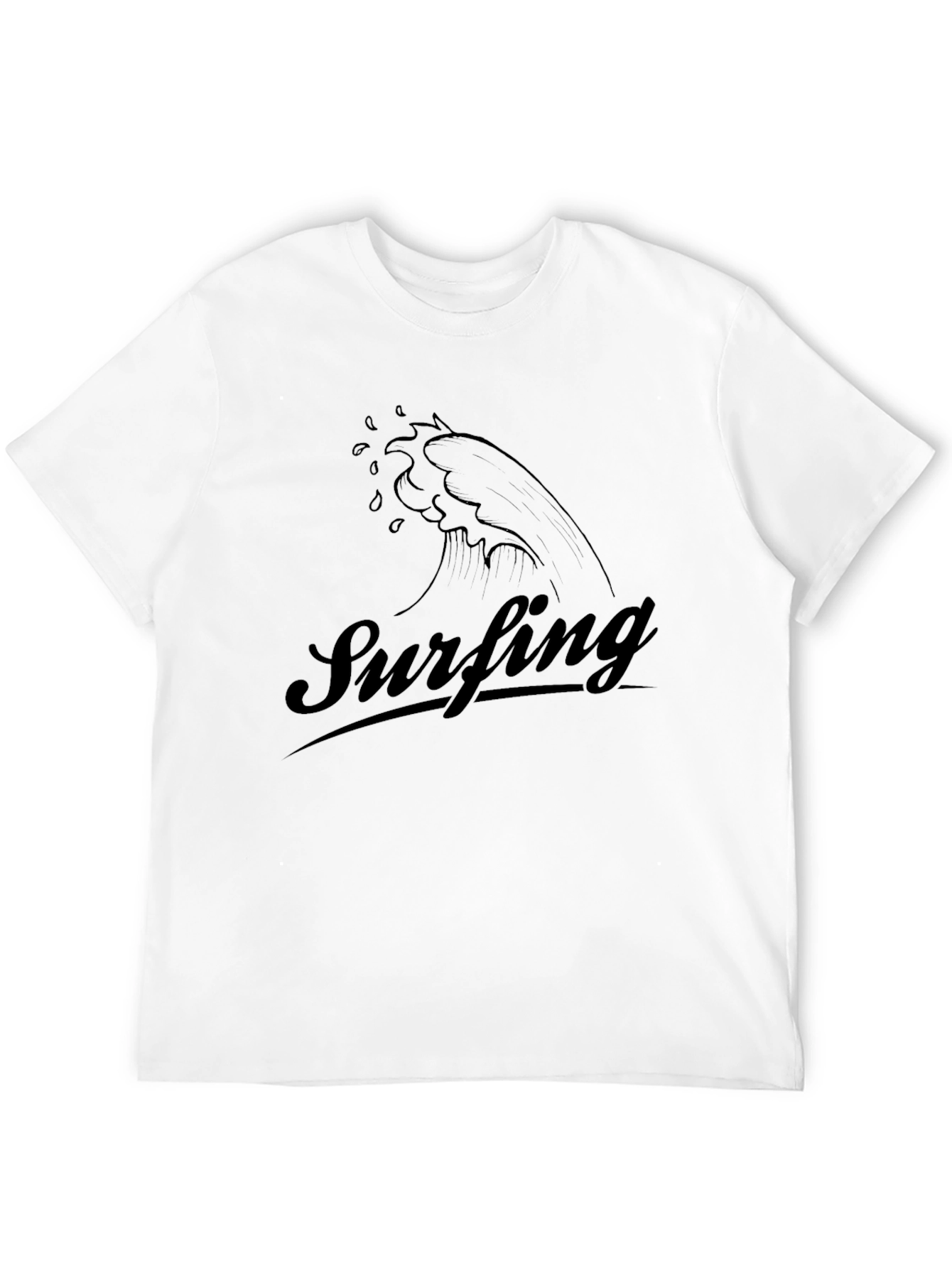 Surfing Wave Graphic Tee - Black