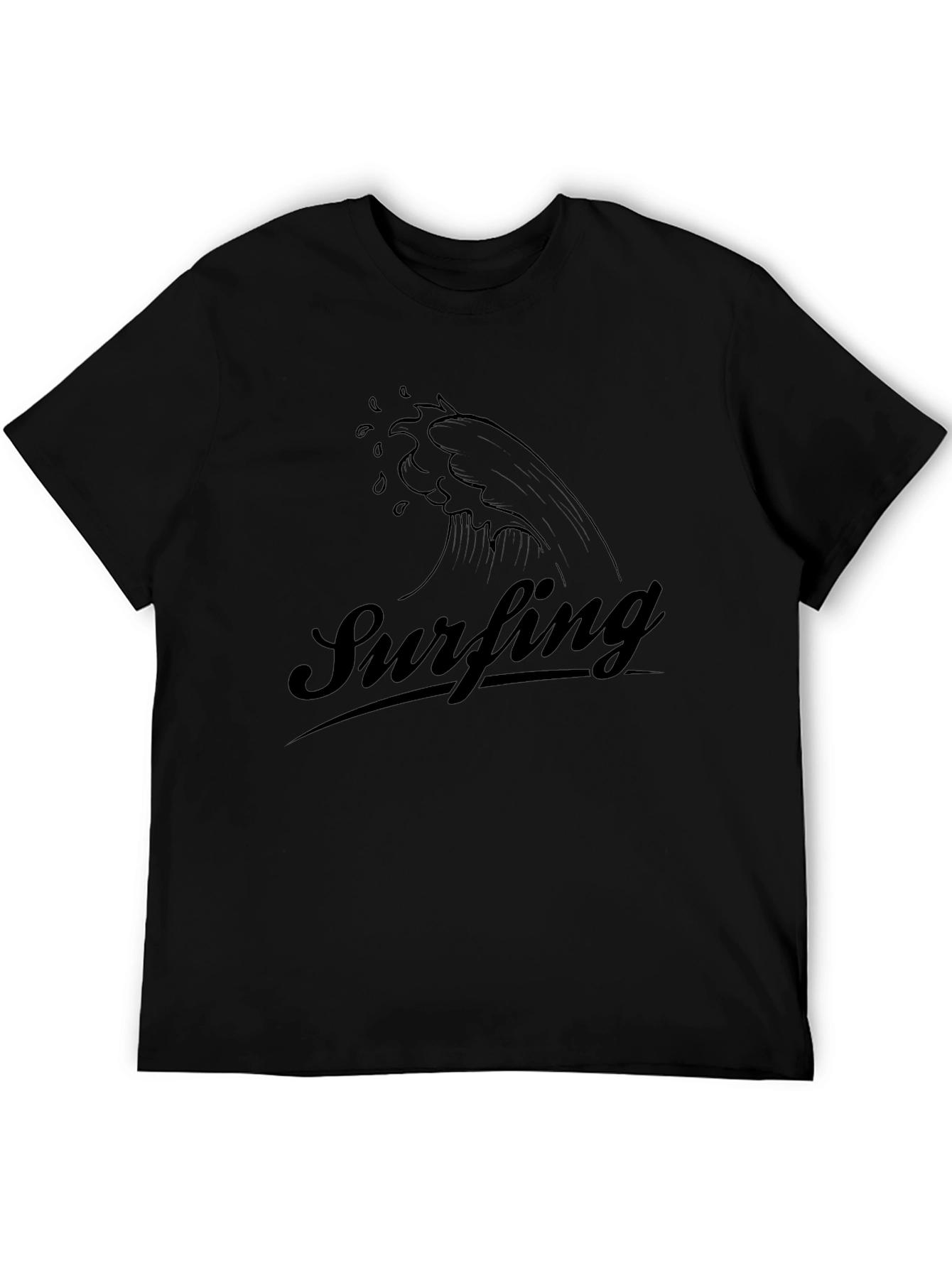 Surfing Wave Graphic Tee - Black