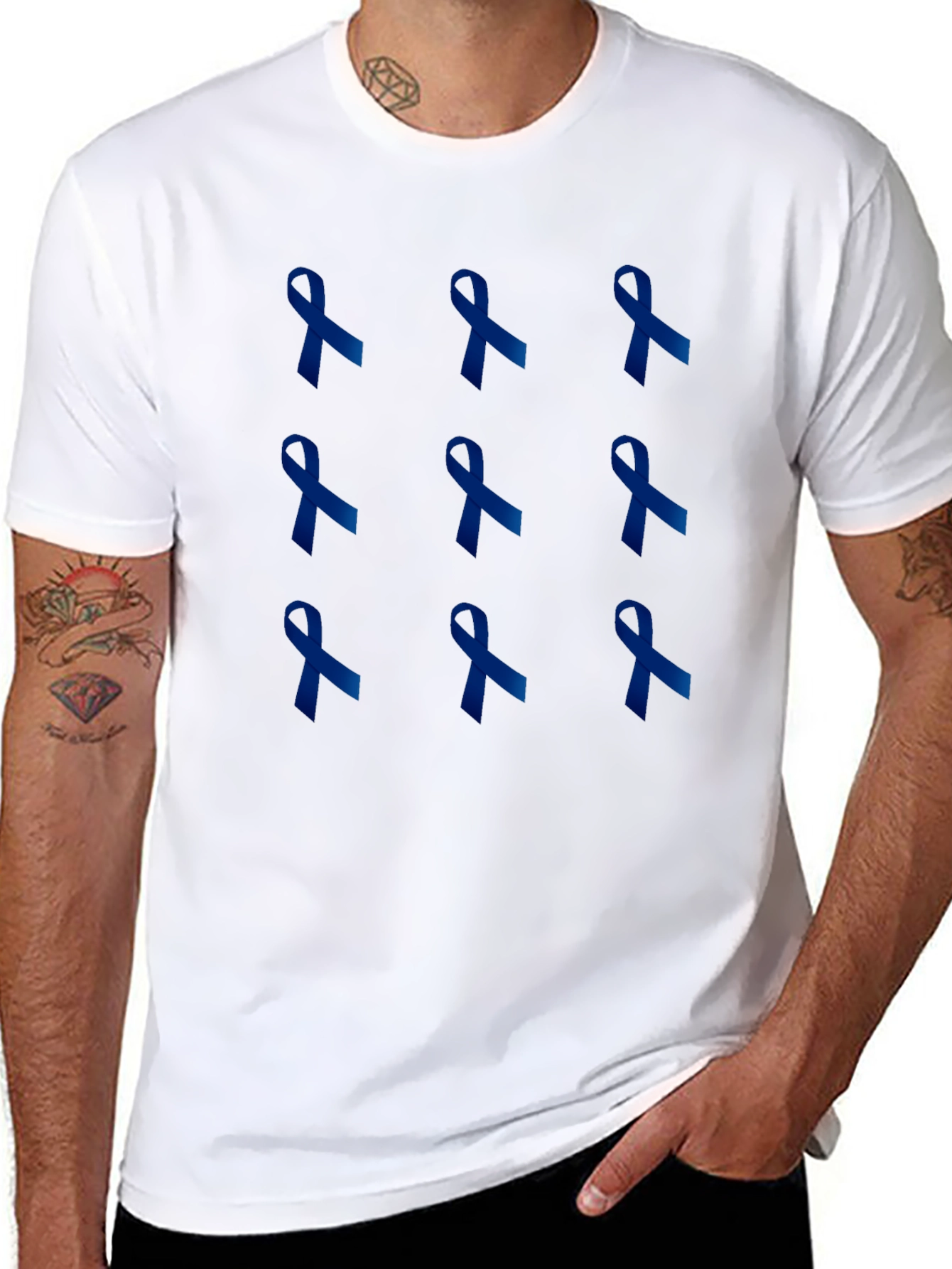 Blue Ribbon T-Shirt - Support Cause Awareness