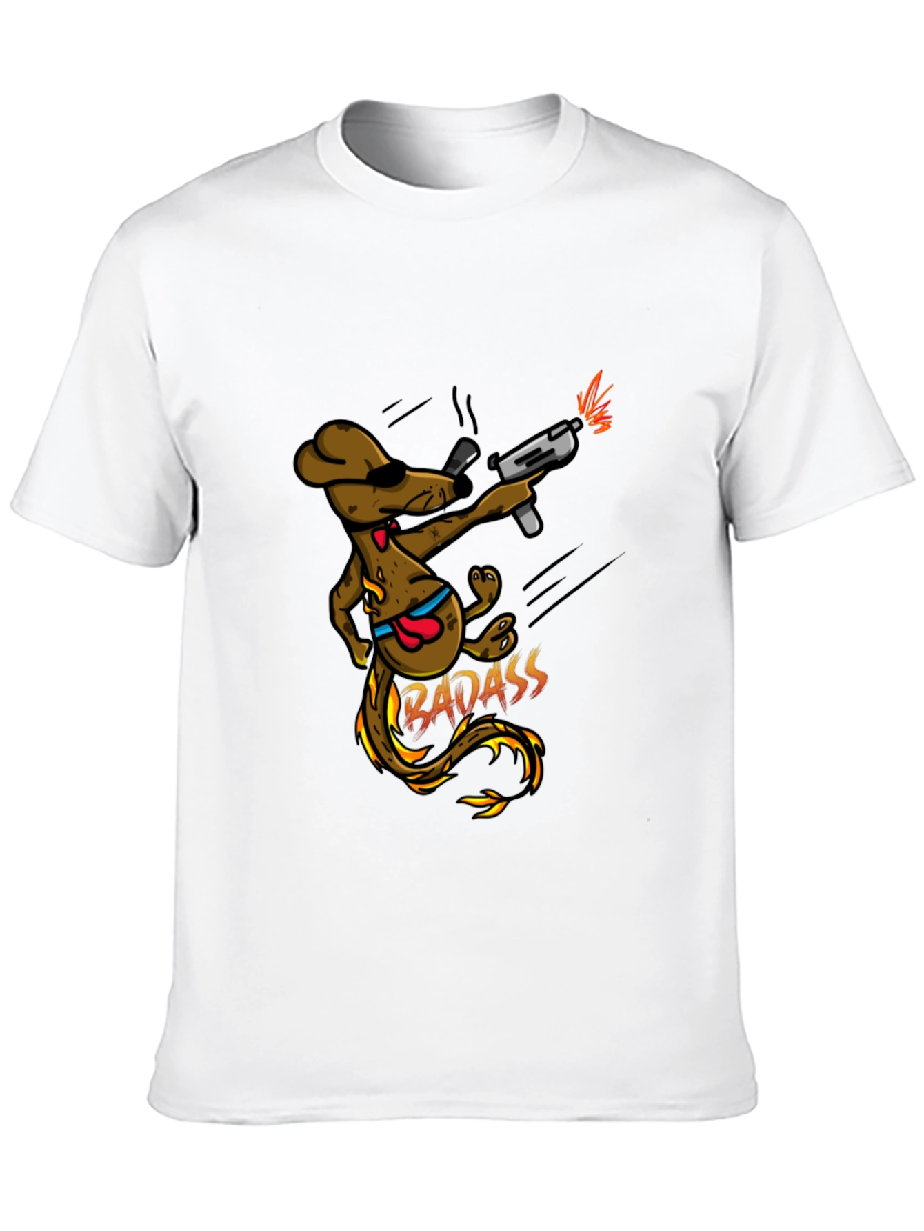 Badass Dog with Gun Black T-Shirt