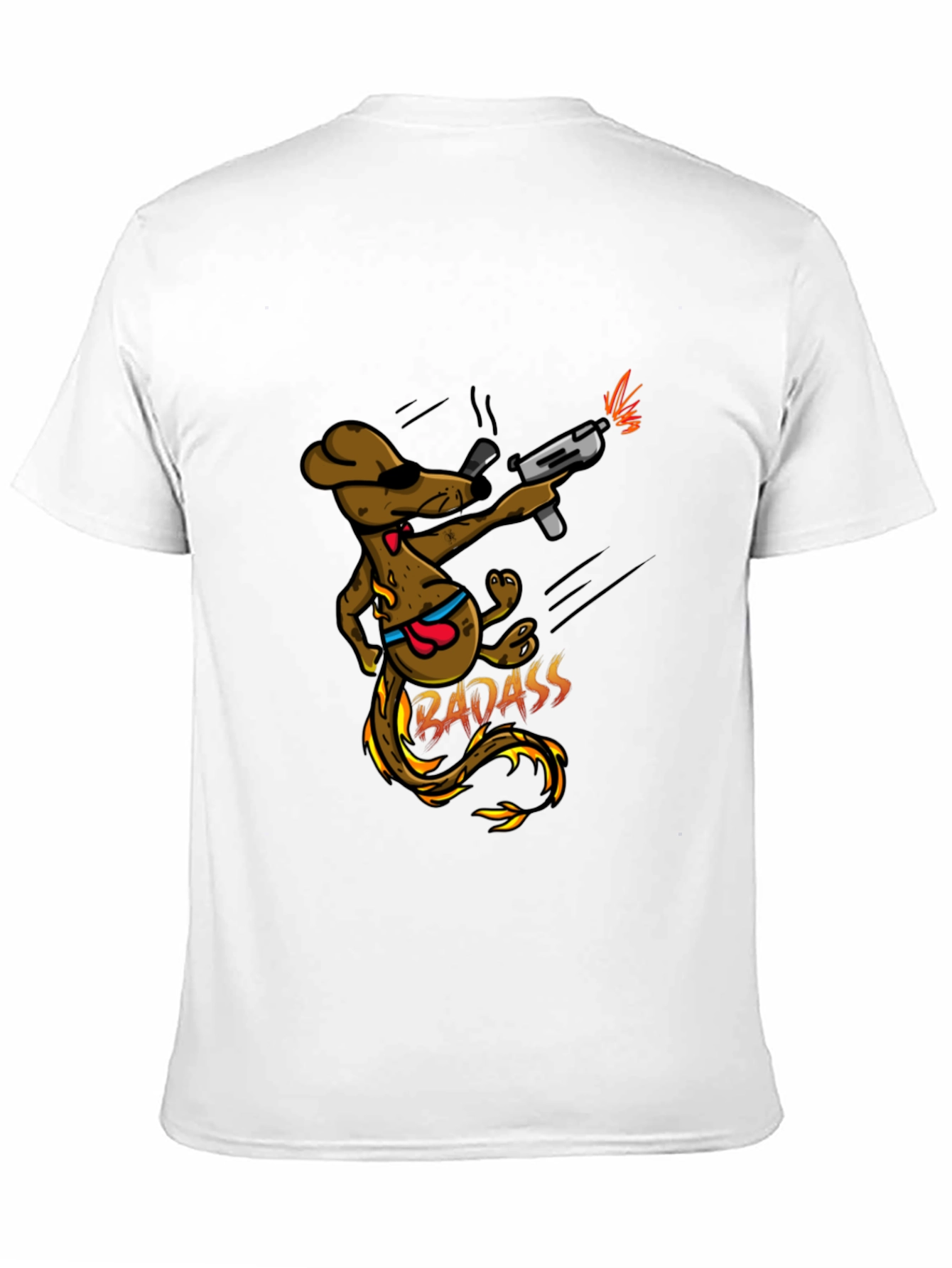 Badass Dog with Gun Black T-Shirt