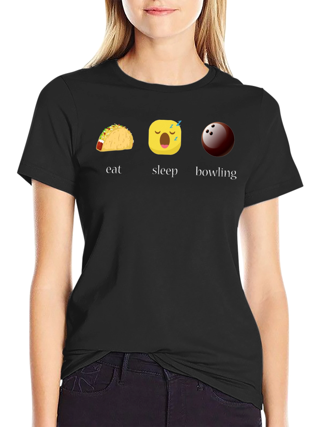 Eat Sleep Bowling Graphic Tee - Black T-Shirt
