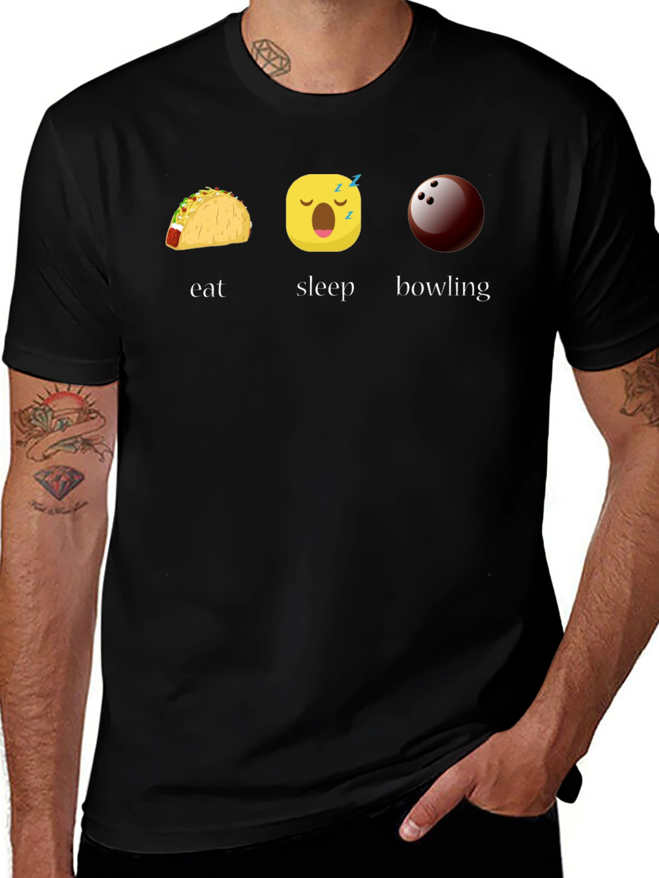 Eat Sleep Bowling Graphic Tee - Black T-Shirt