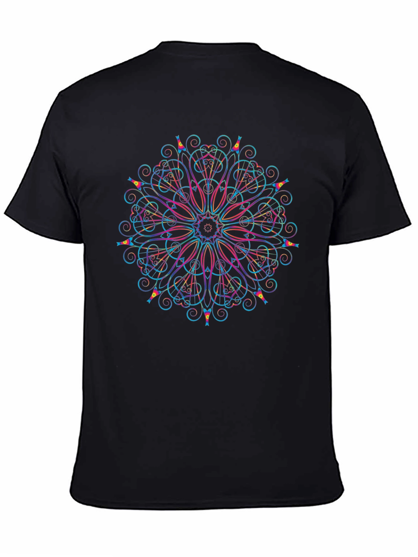 Vibrant Mandala Graphic T-Shirt - Black
