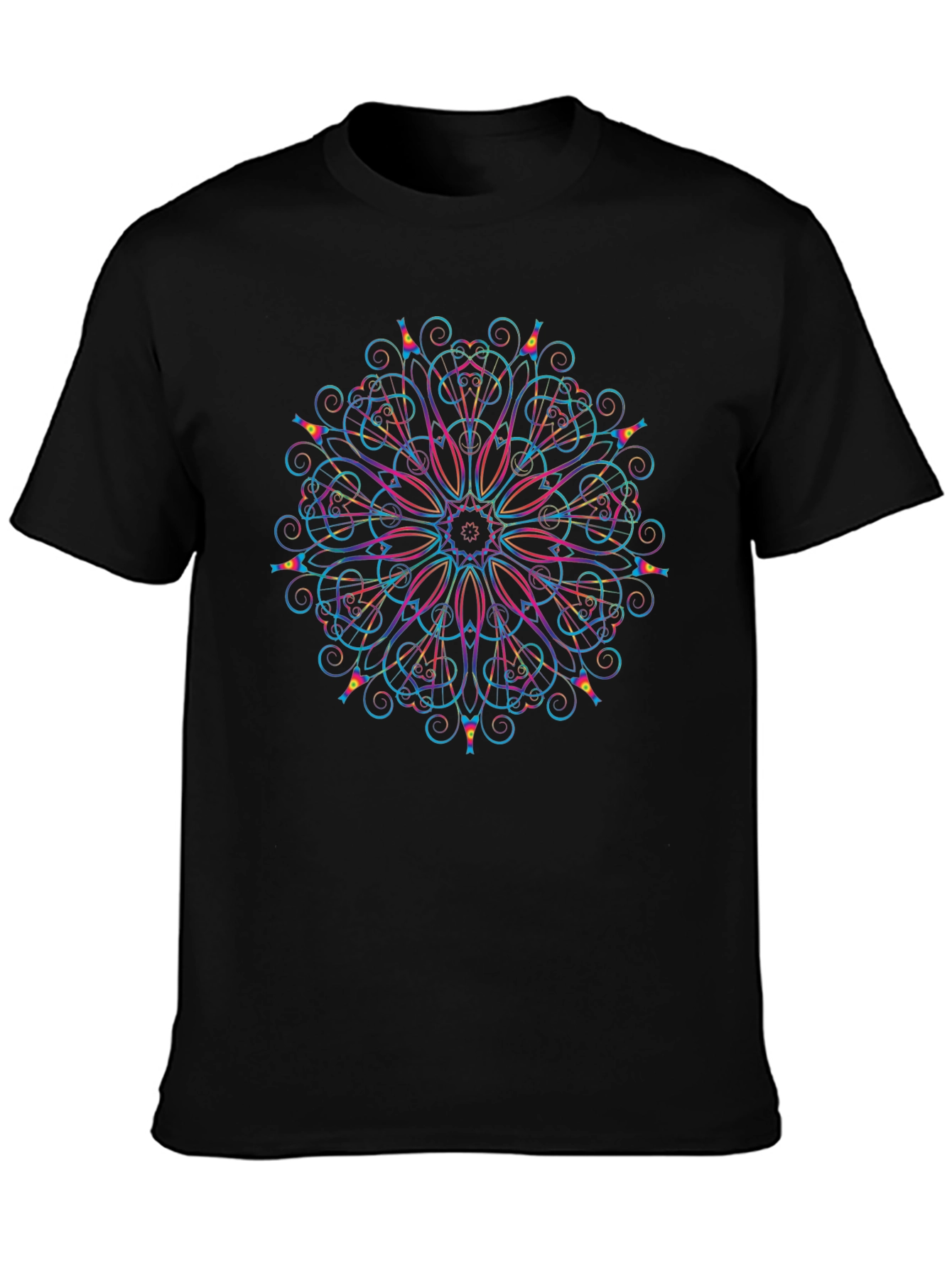 Vibrant Mandala Graphic T-Shirt - Black