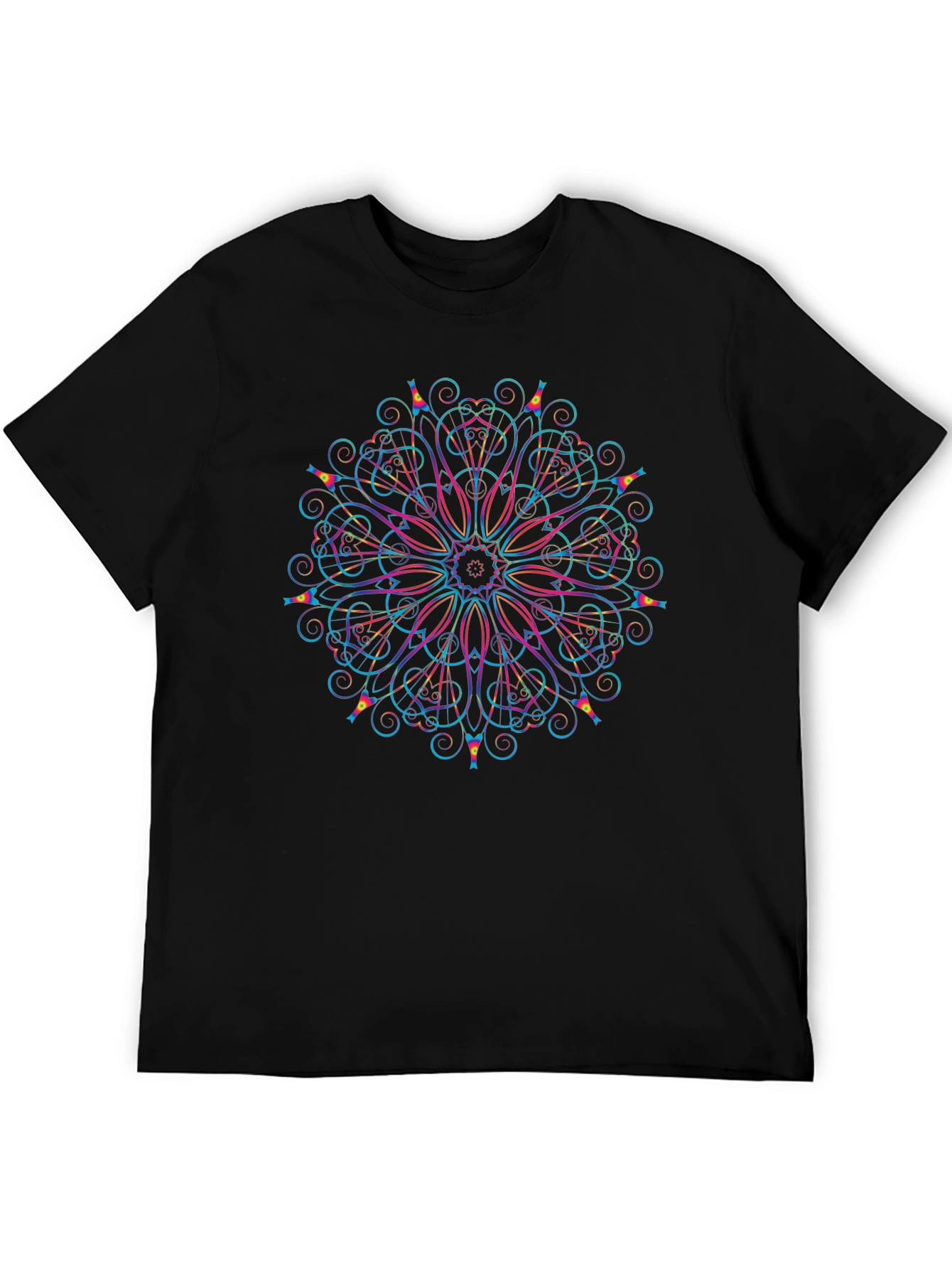 Vibrant Mandala Graphic T-Shirt - Black