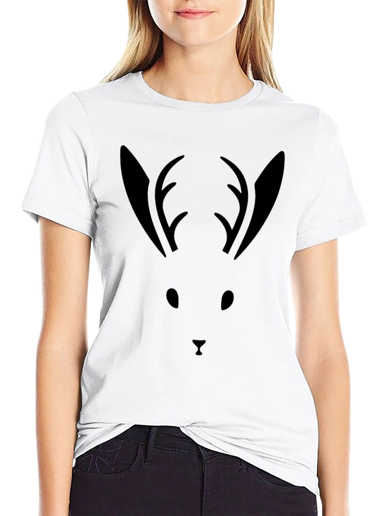 Minimalist Deer Silhouette Black T-Shirt