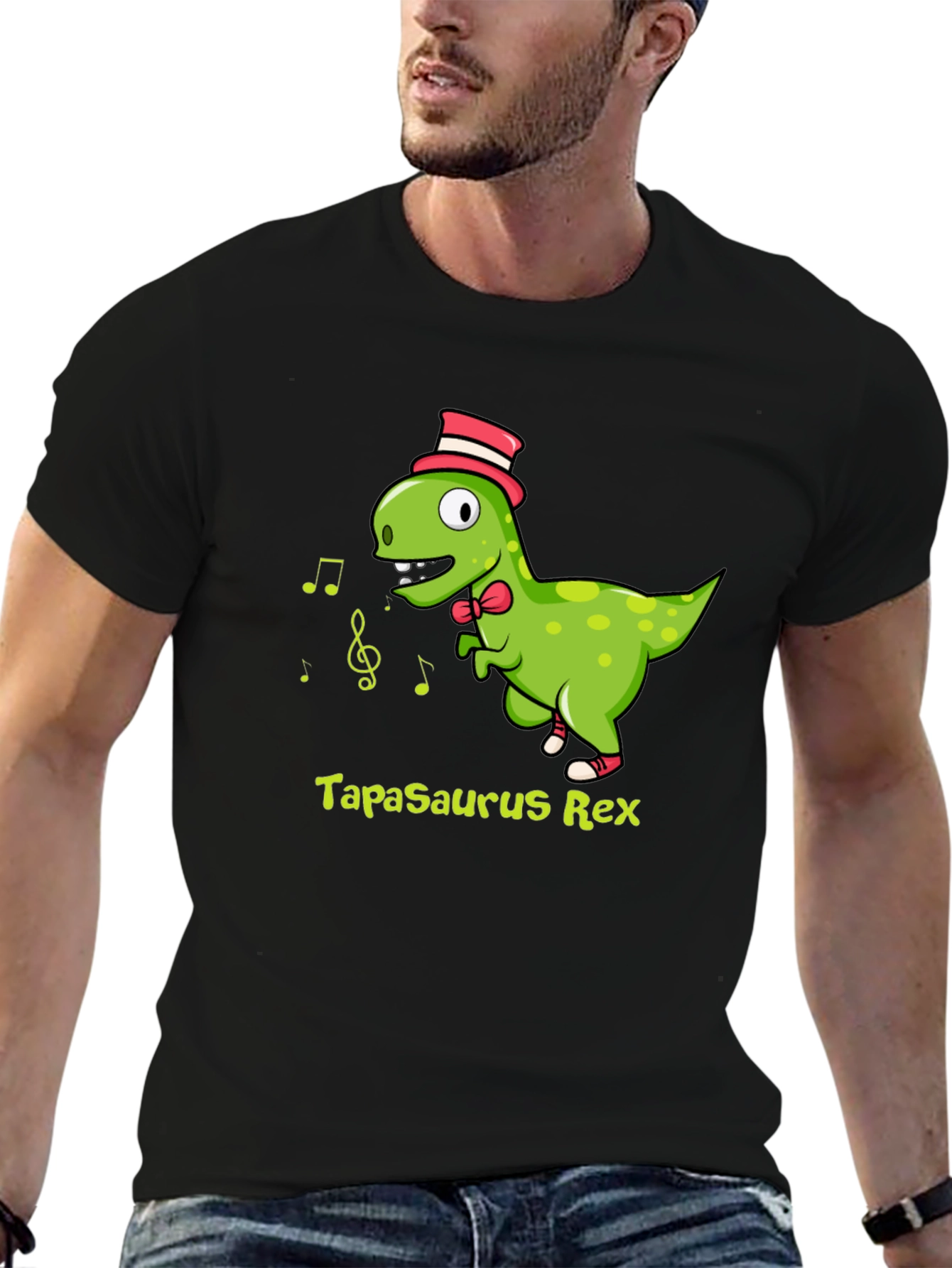 Tapasaurus Rex Black Cotton Graphic Tee