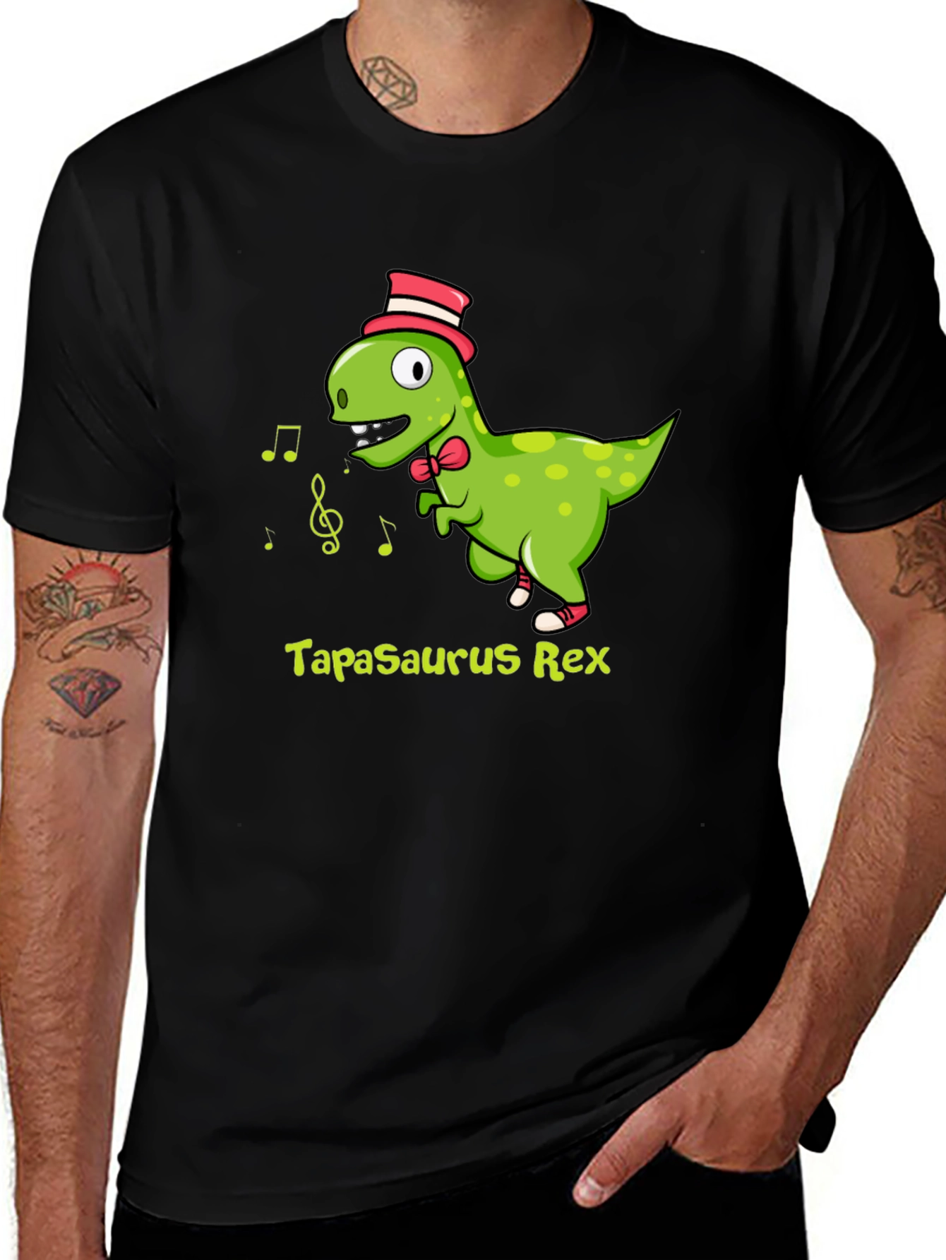 Tapasaurus Rex Black Cotton Graphic Tee
