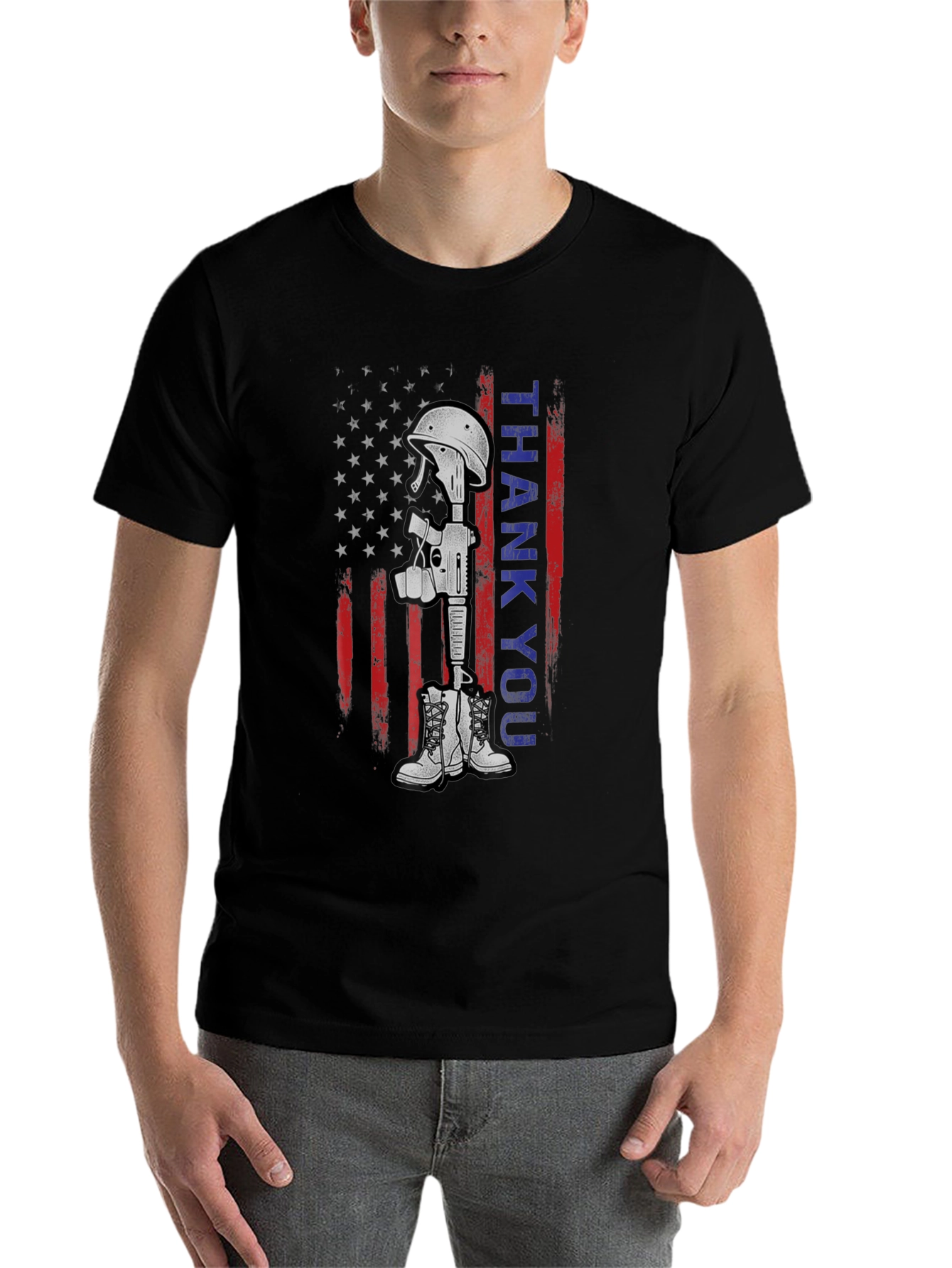 Thank You Battle Cross T-Shirt - Patriotic Tribute Tee