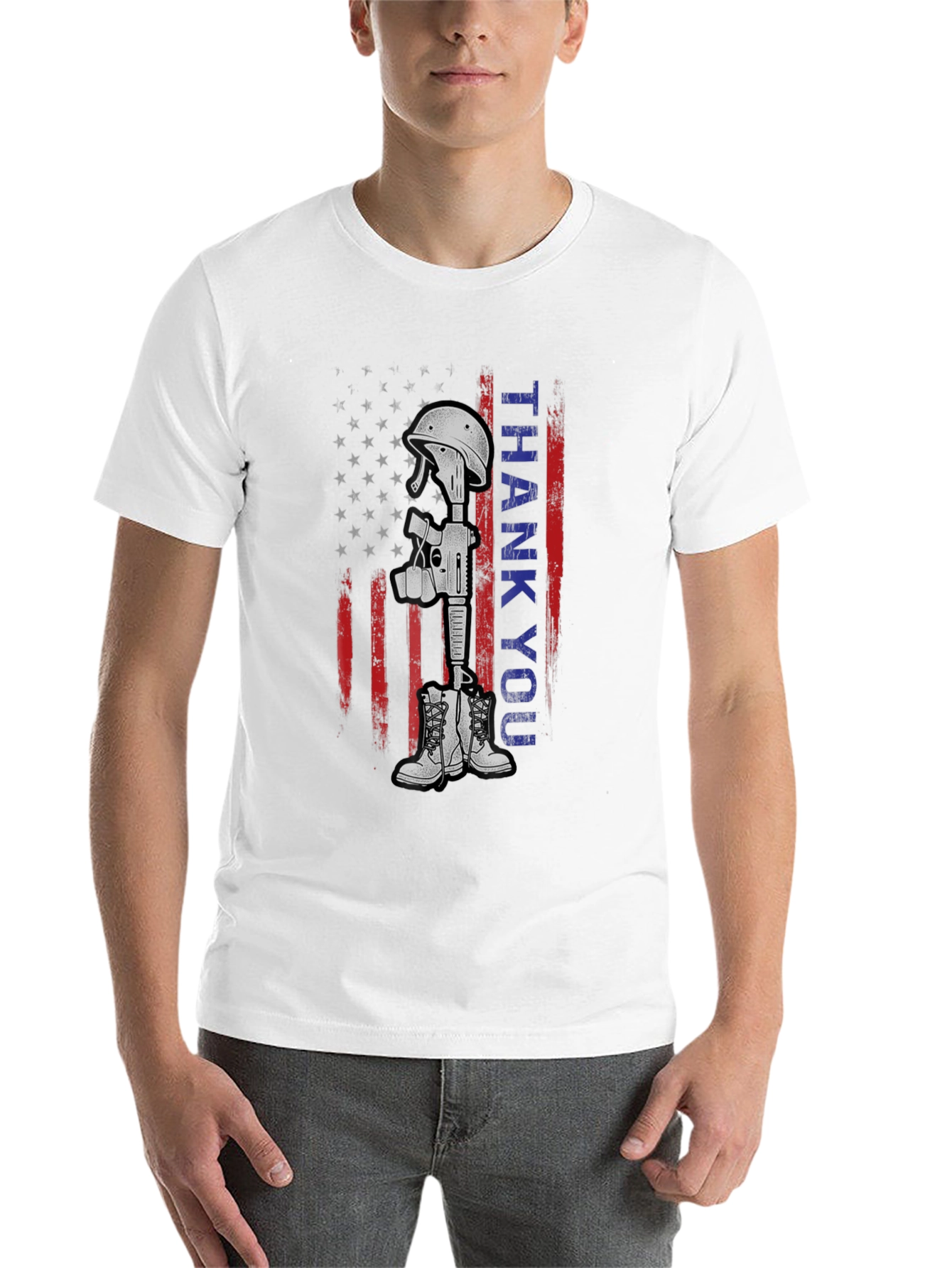 Thank You Battle Cross T-Shirt - Patriotic Tribute Tee
