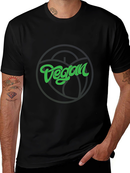 Vegan Graphic Tee - Black Crew Neck T-Shirt