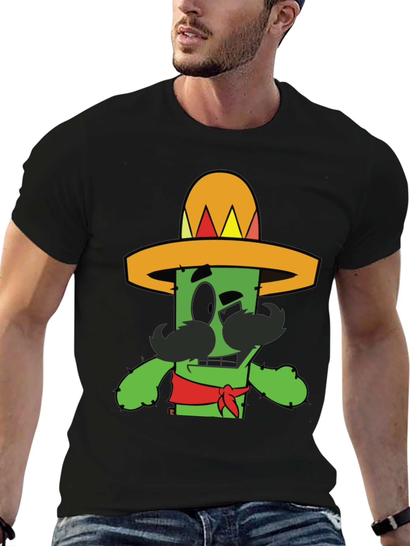 Cactus Sombrero Graphic Tee - Black