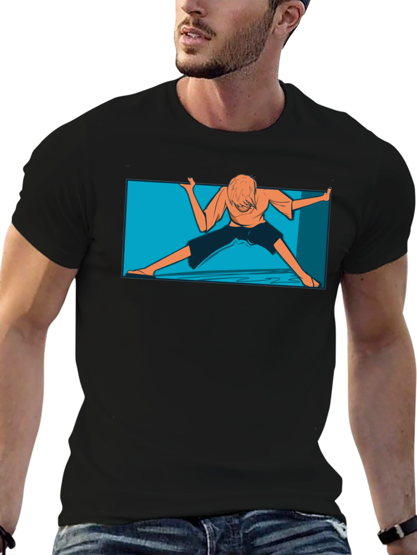 Unique Anime Graphic Black T-Shirt