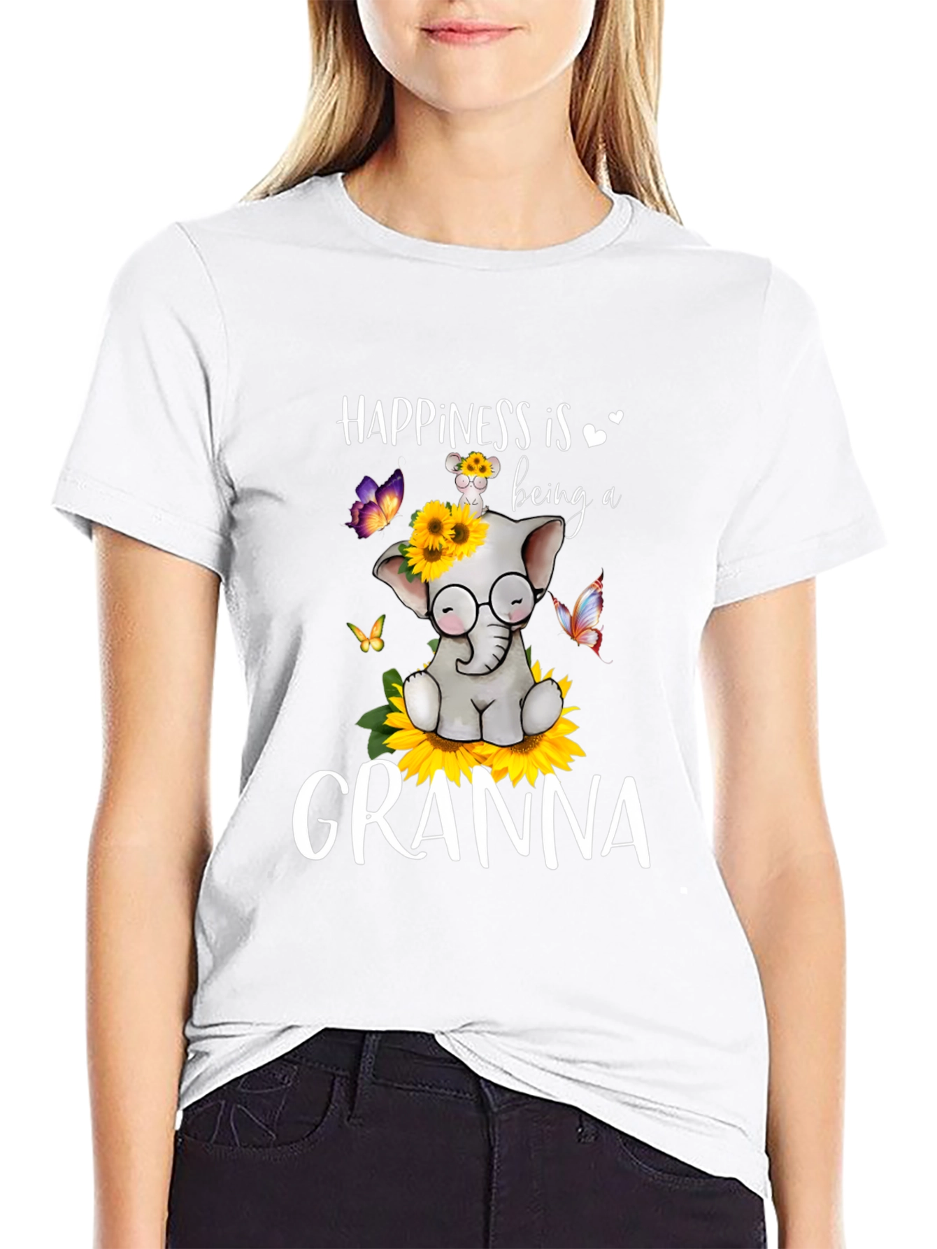 Happiness is Being a Granna T-Shirt Elephant Design