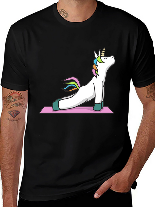 Yoga Unicorn Graphic Tee - Black Cotton T-Shirt
