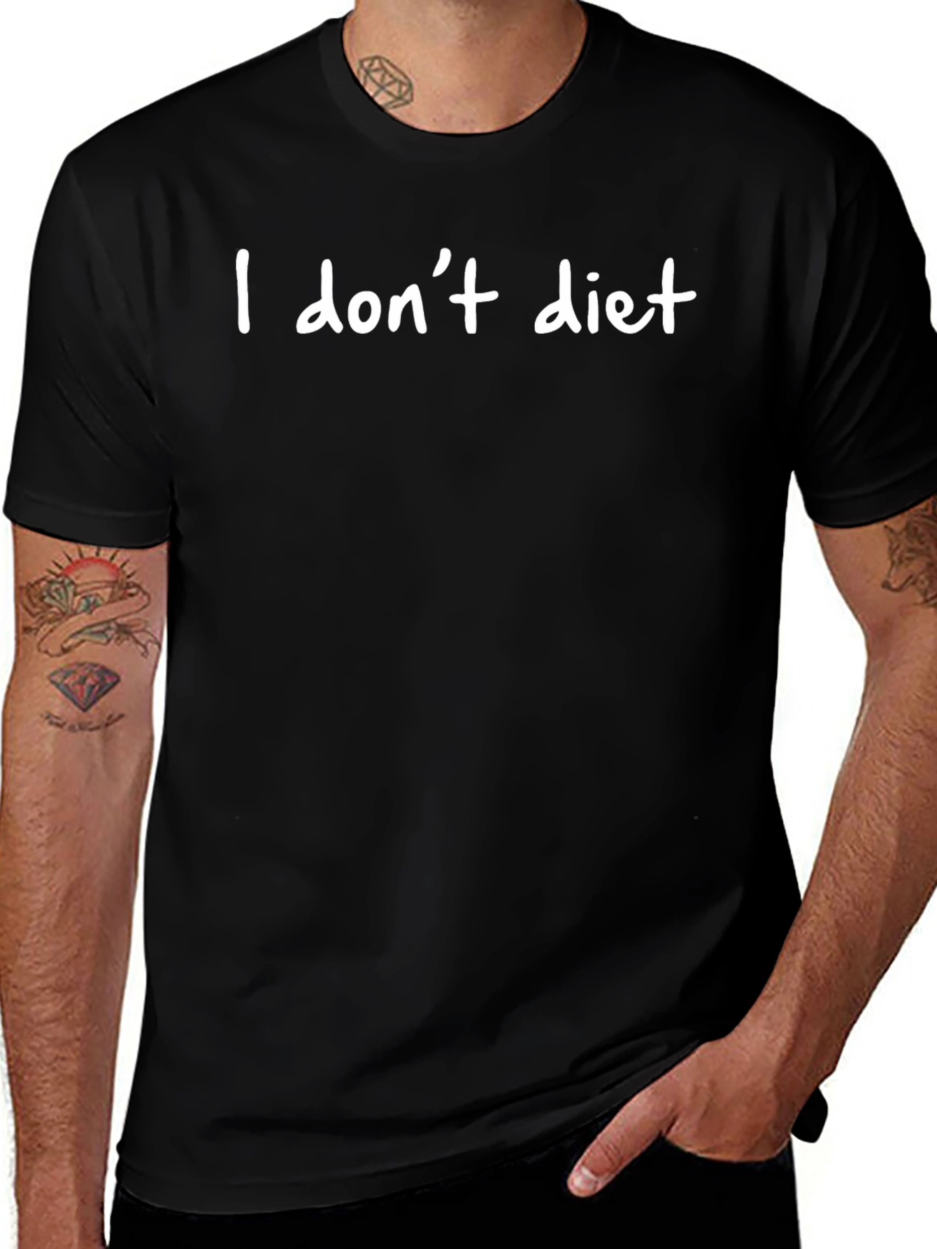 I Dont Diet Black T-Shirt - Slogan Tee