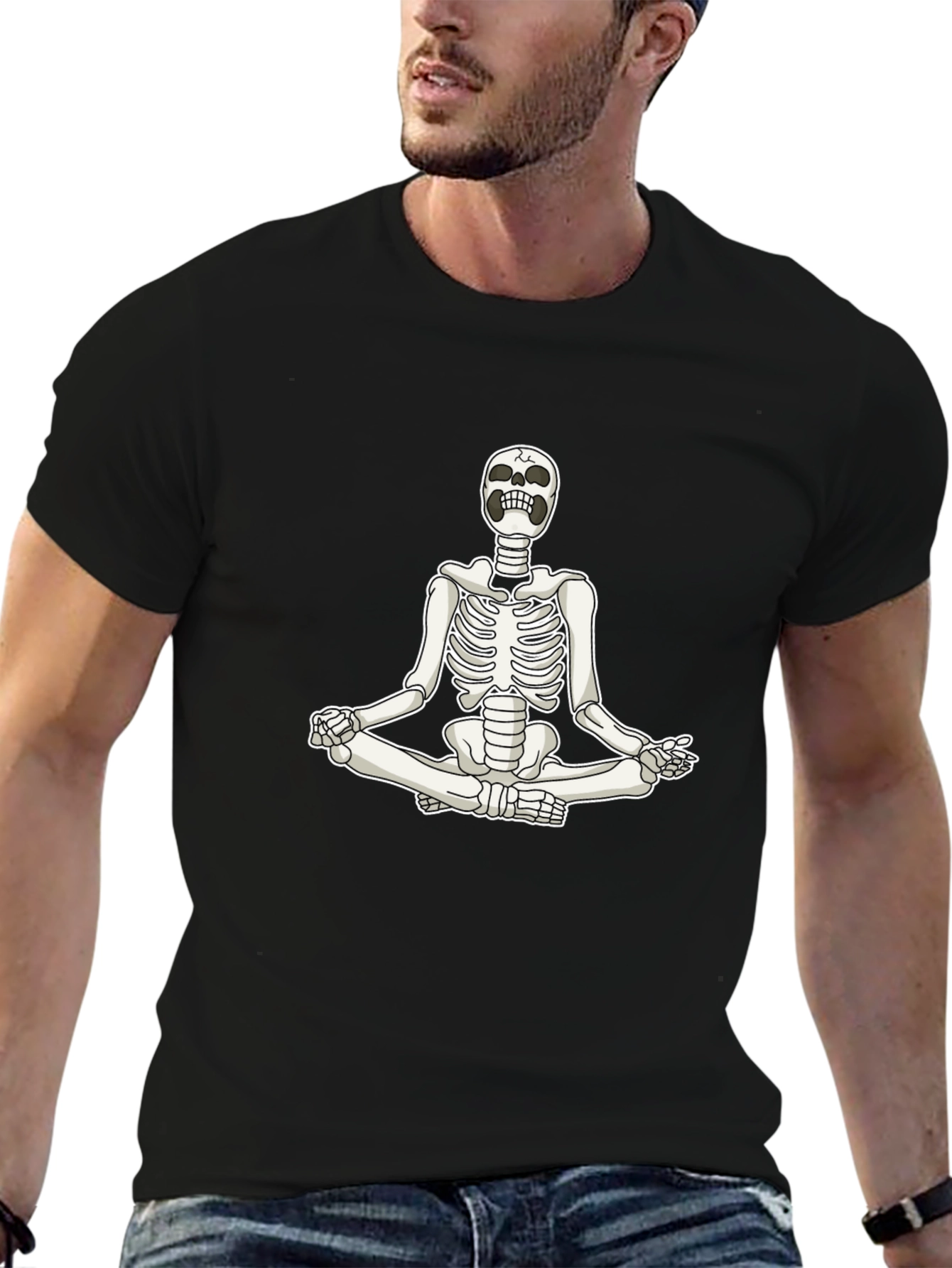 Meditating Skeleton Graphic T-Shirt