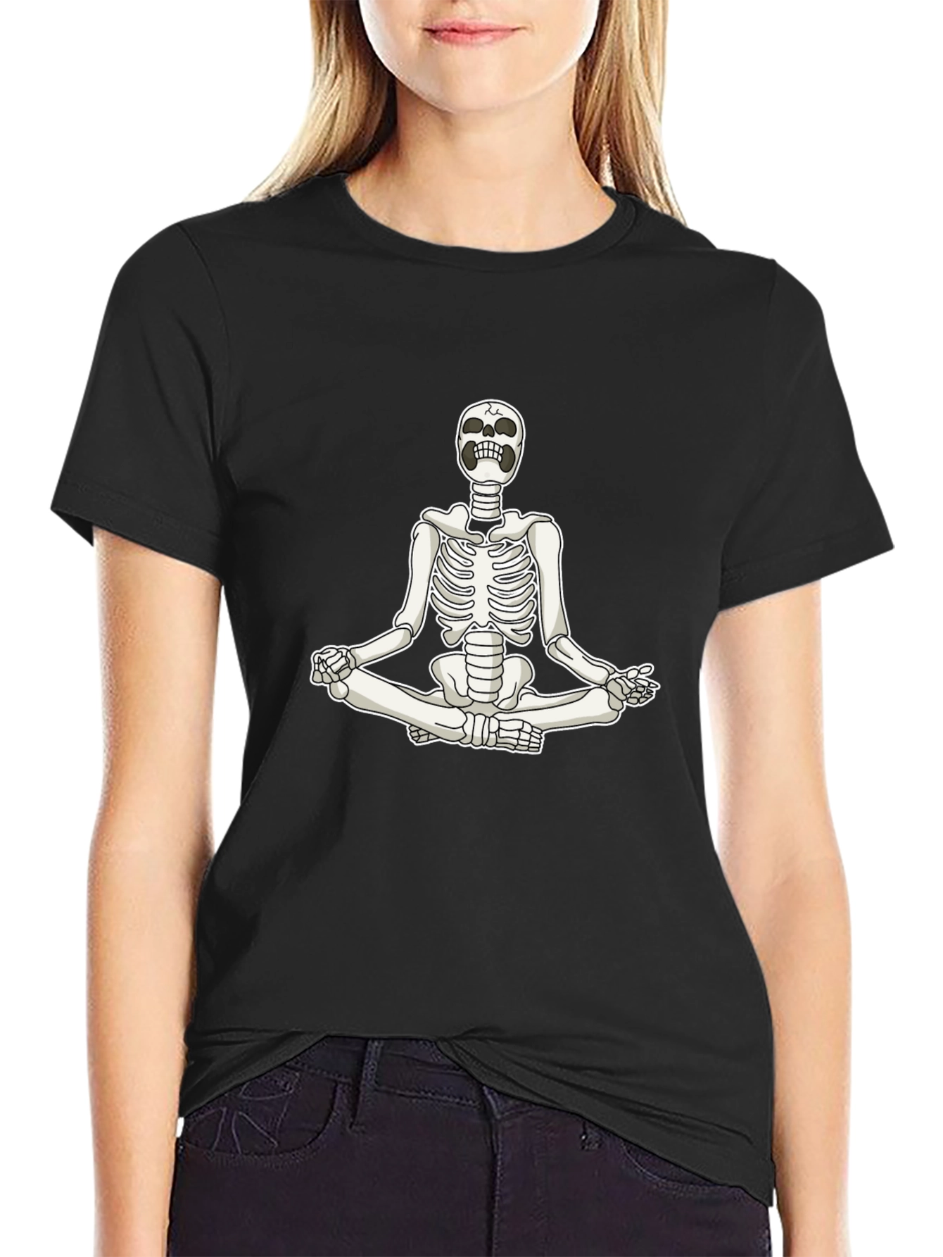 Meditating Skeleton Graphic T-Shirt