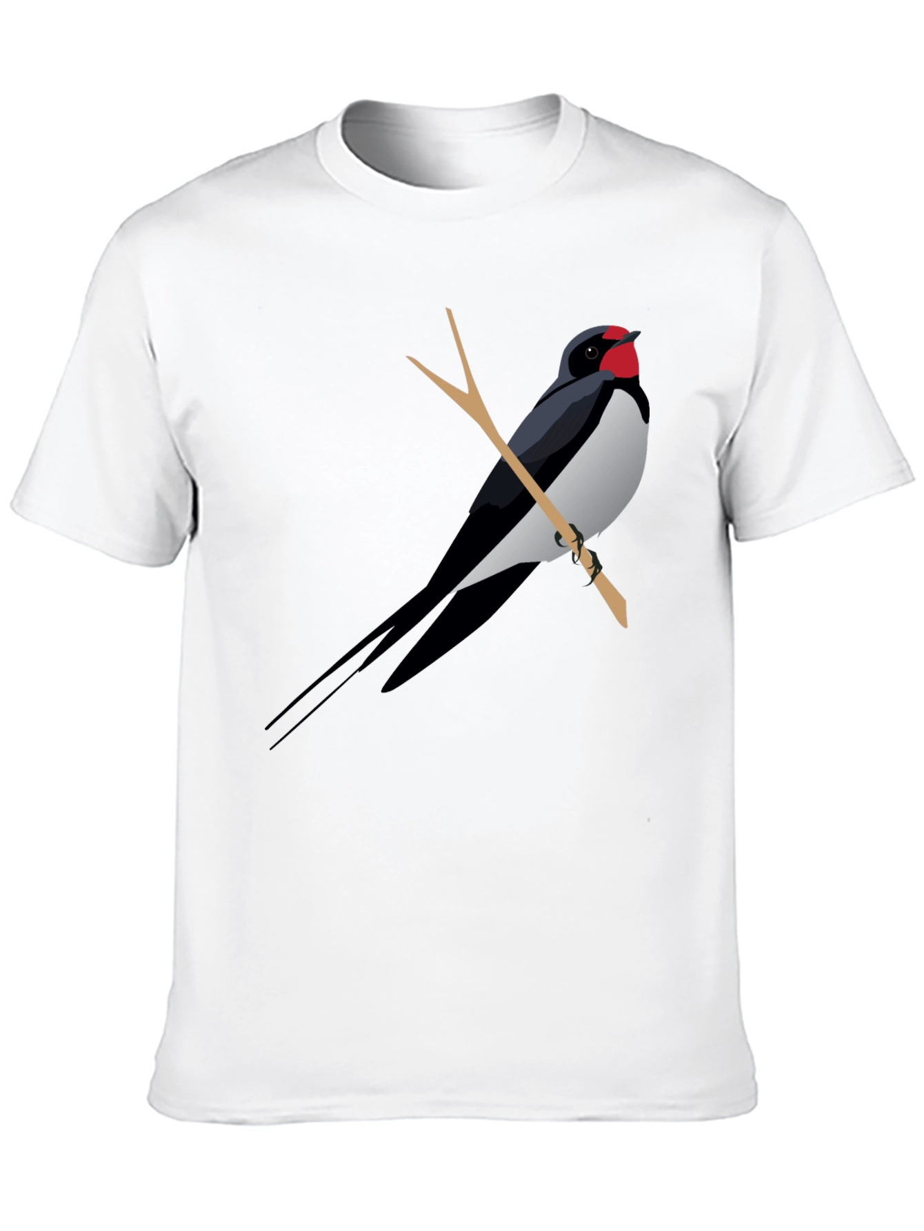 Black T-Shirt with Swallow Bird Graphic