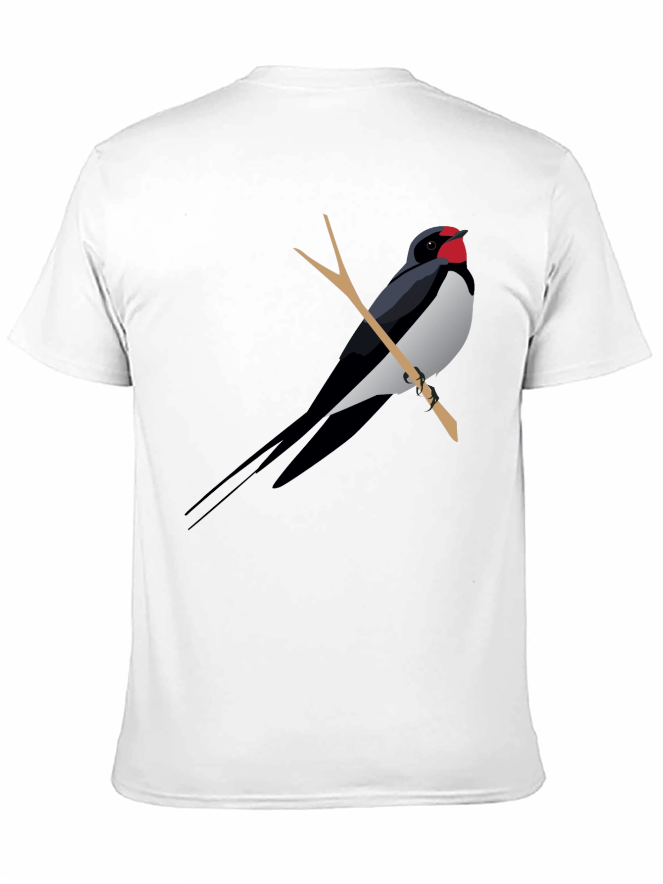 Black T-Shirt with Swallow Bird Graphic