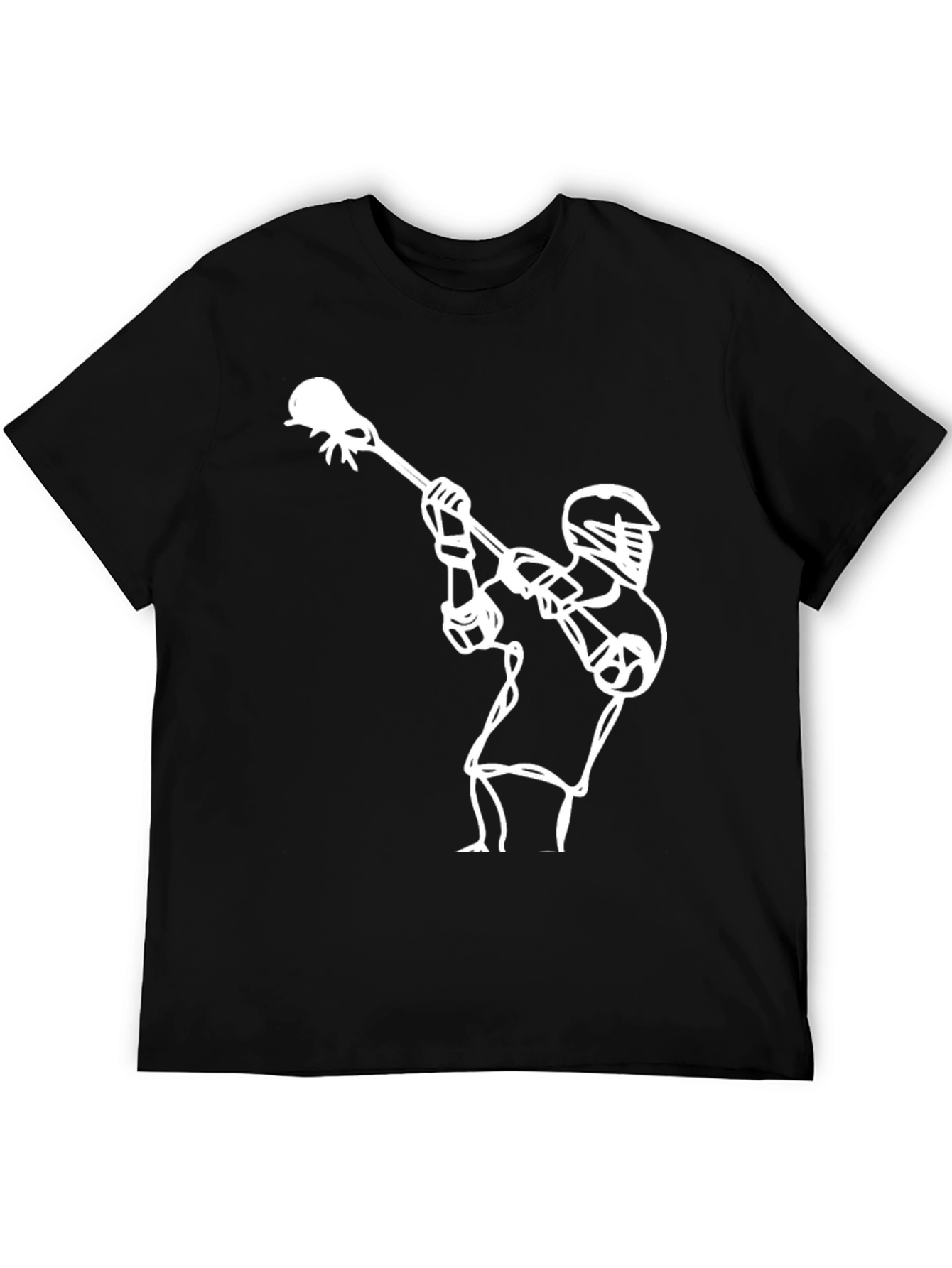 Lacrosse Player Graphic Tee - Black Cotton T-Shirt