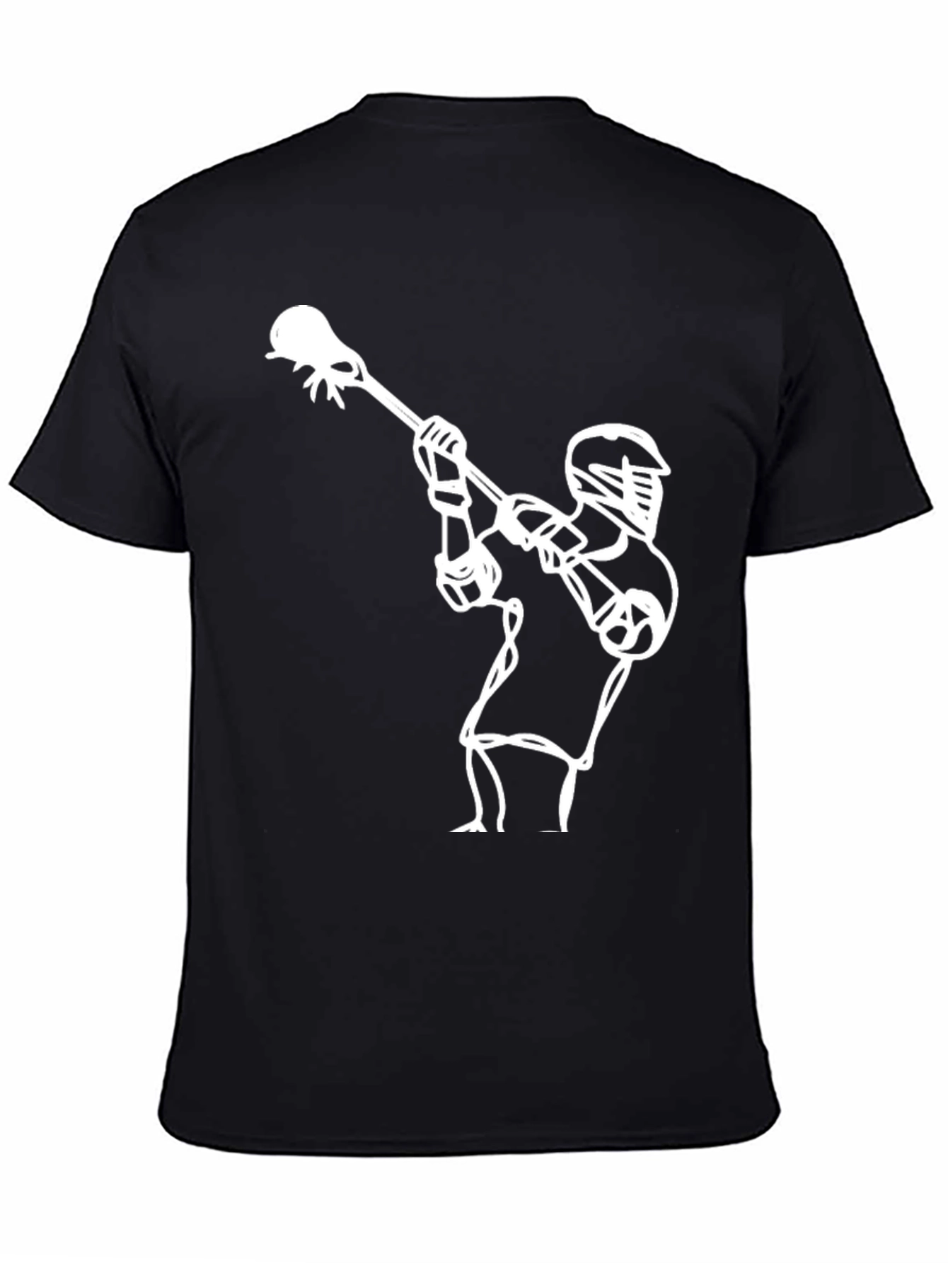 Lacrosse Player Graphic Tee - Black Cotton T-Shirt