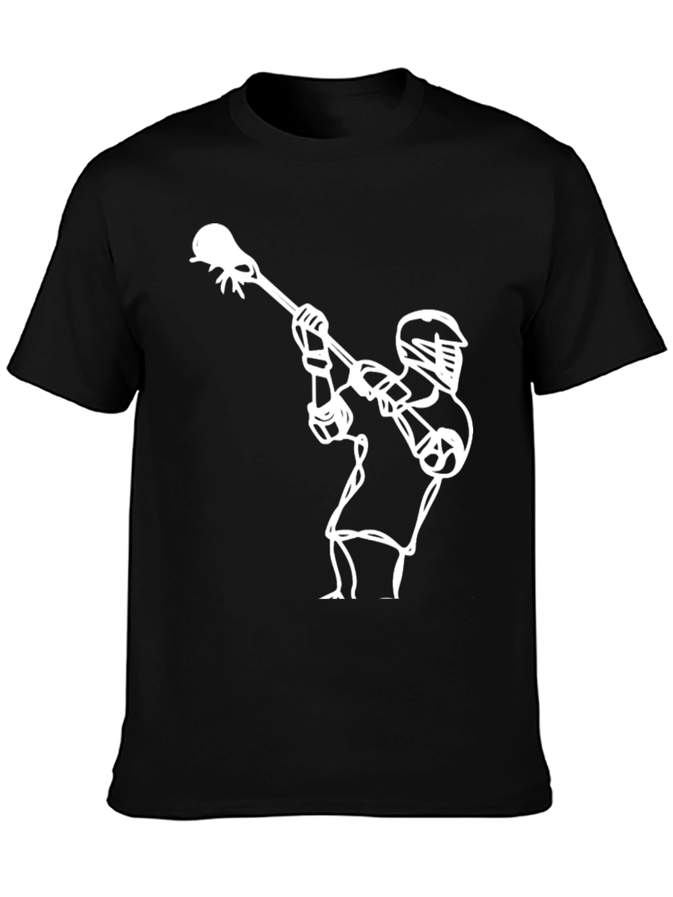 Lacrosse Player Graphic Tee - Black Cotton T-Shirt