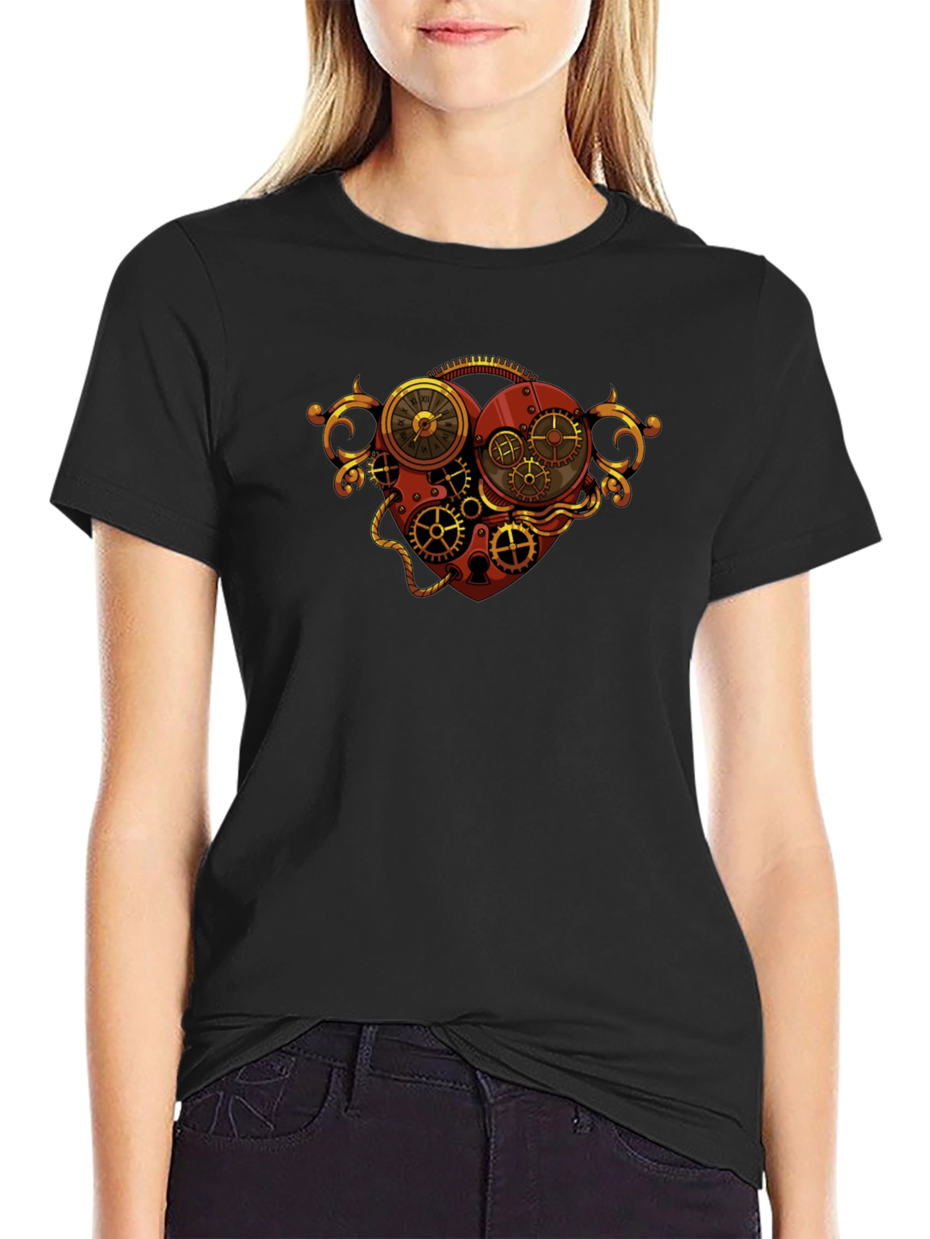 Steampunk Heart Gear Graphic T-Shirt
