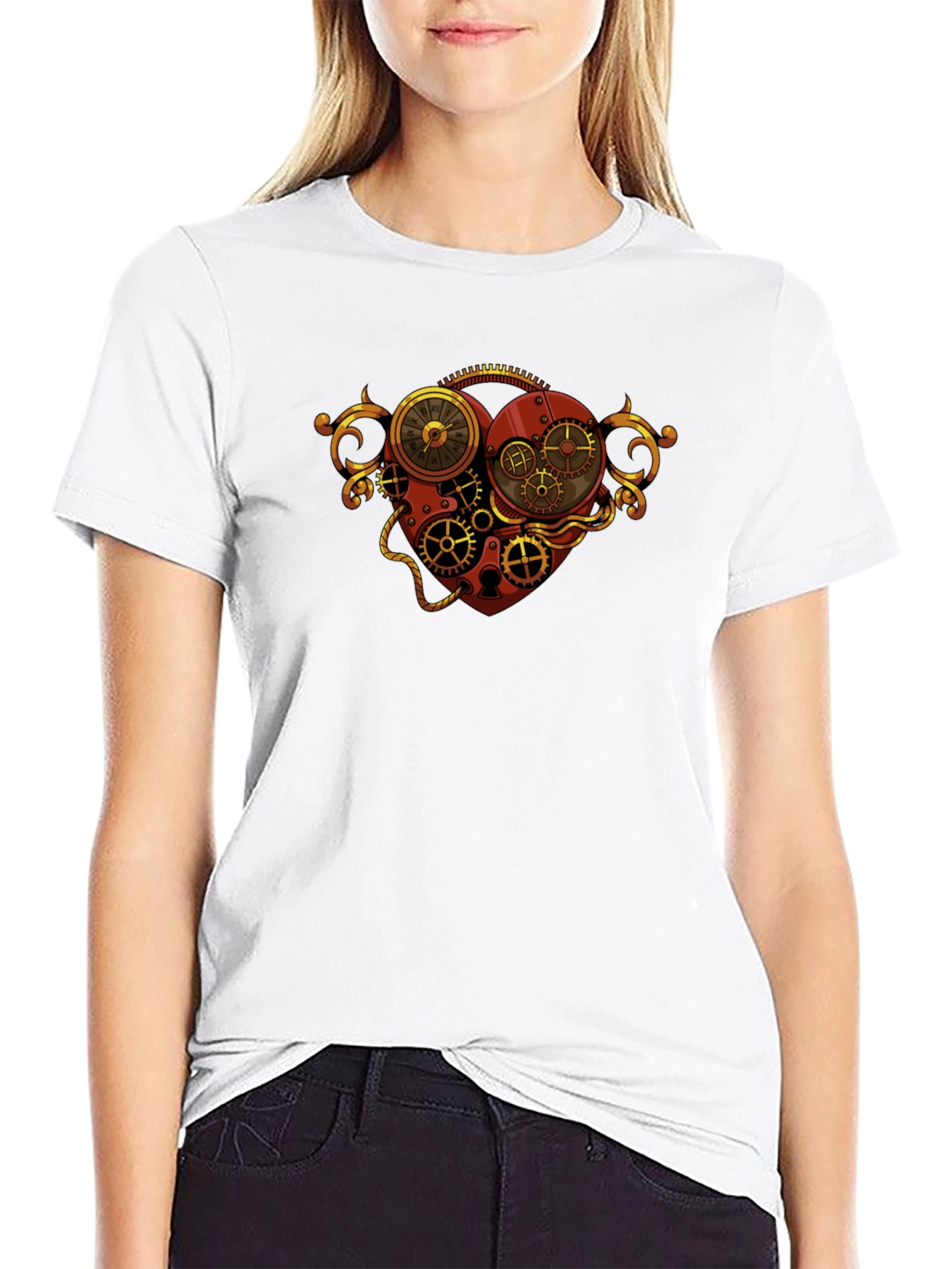 Steampunk Heart Gear Graphic T-Shirt
