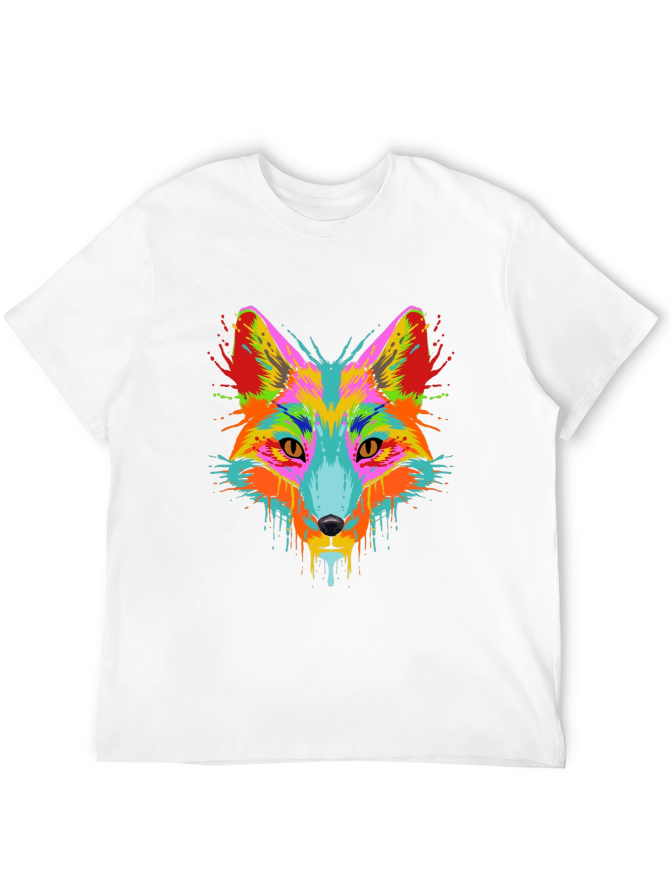 Vibrant Fox Head Graphic Black T-Shirt