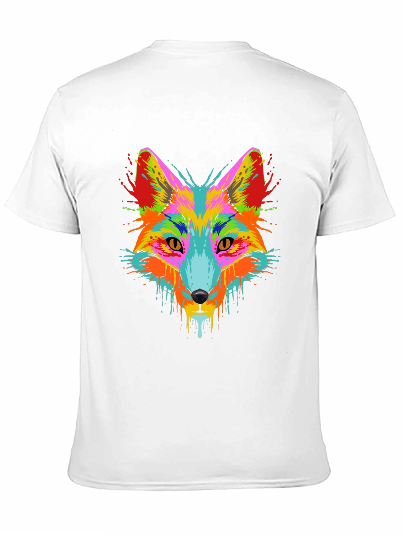 Vibrant Fox Head Graphic Black T-Shirt