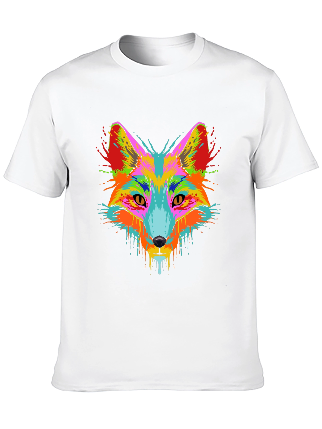 Vibrant Fox Head Graphic Black T-Shirt