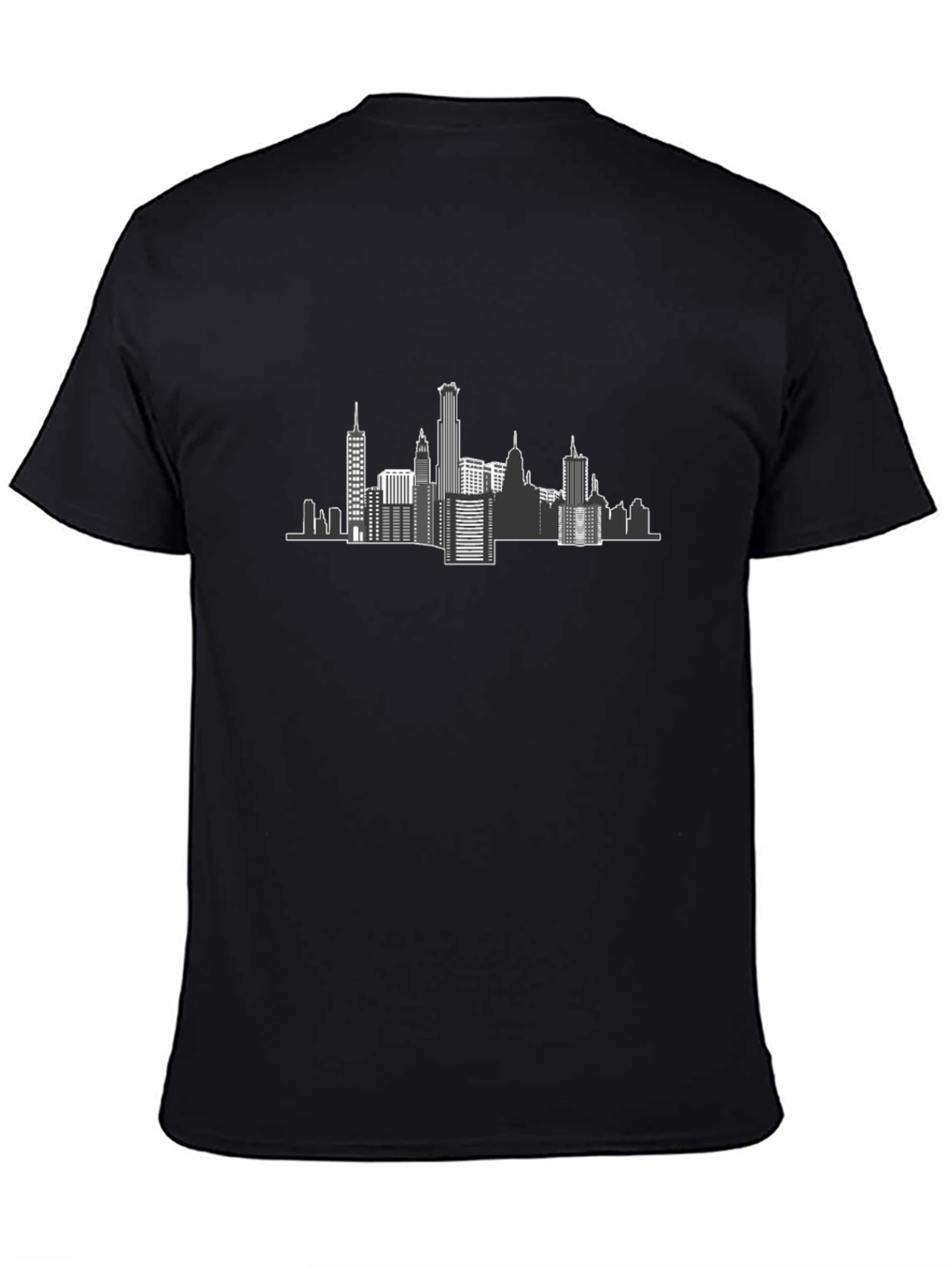 City Skyline Graphic Tee - Black Cotton T-Shirt